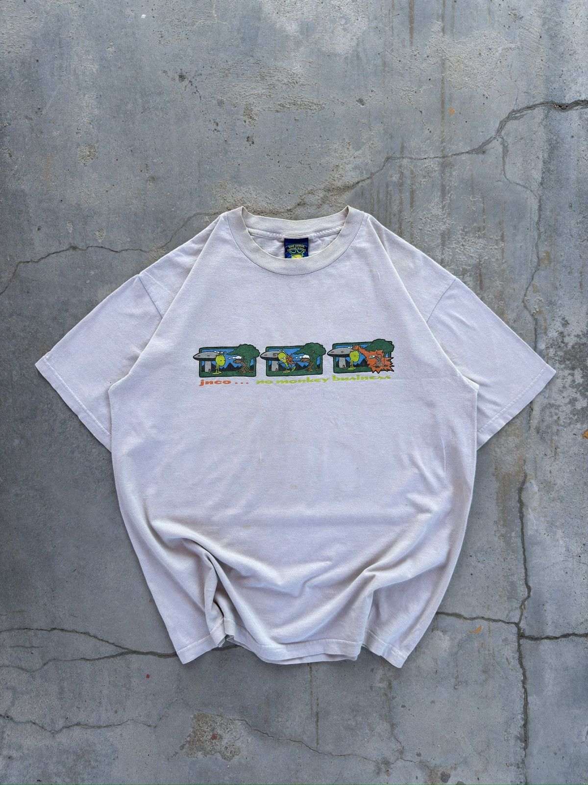 JNCO Vintage 1990s JNCO “No monkey business” Tshirt Size US XL / EU 56 / 4 - 1 Thumbnail