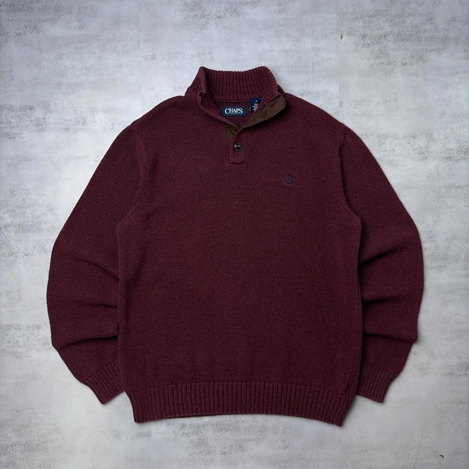 Chaps Y2K Chaps Ralph Lauren Knit Leather Patch Button Up Sweater Size US M / EU 48-50 / 2 - 1 Thumbnail