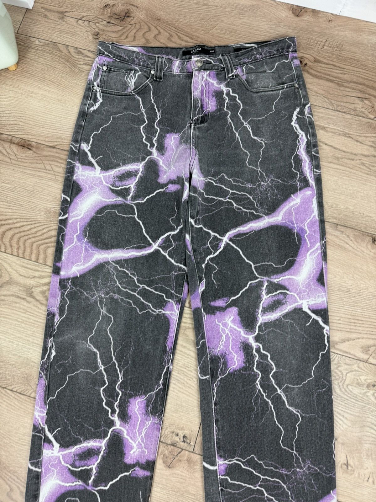 Hypebeast Jaded London Jeans Purple Lightning Skate Baggy Y2K Hype Al Size US 34 / EU 50 - 3 Thumbnail