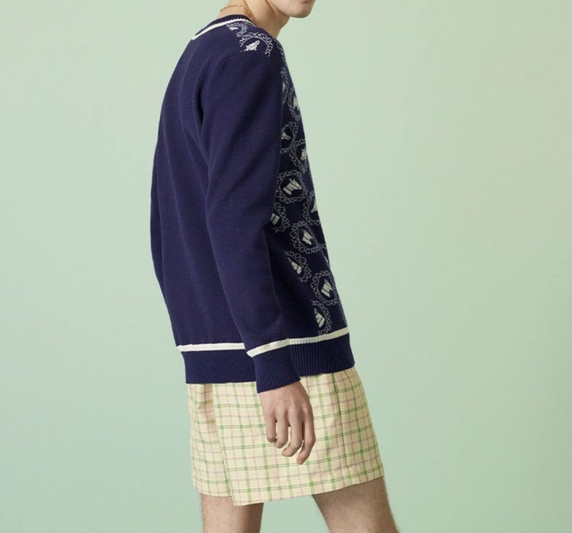 Gucci Gucci Equestrian Fine Cotton Wool Jacquard Sweater size XL Size US XL / EU 56 / 4 - 4 Thumbnail