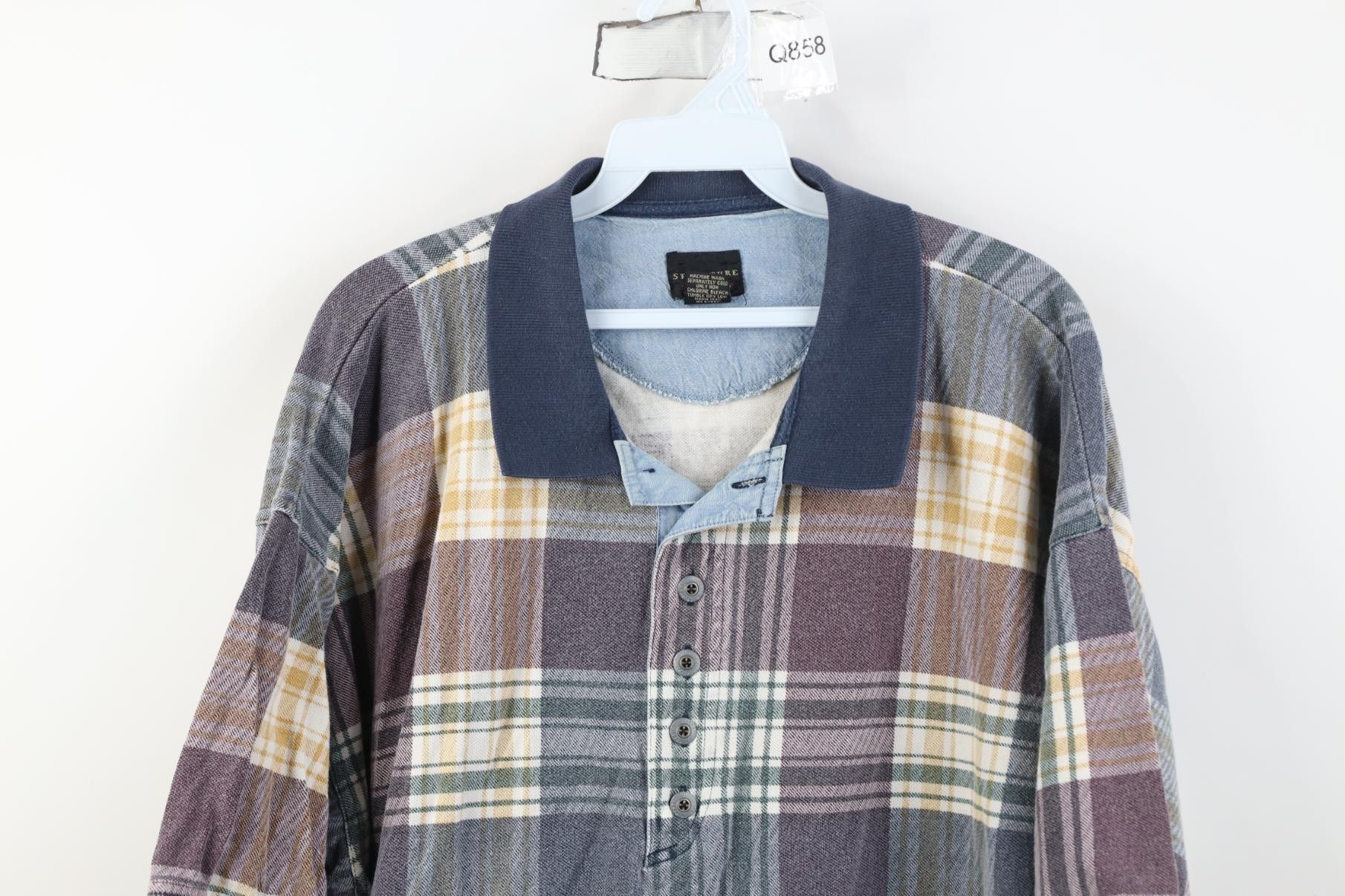 Vintage Vintage 90s Streetwear Knit Golf Polo Shirt Rainbow Plaid Size US XL / EU 56 / 4 - 2 Thumbnail