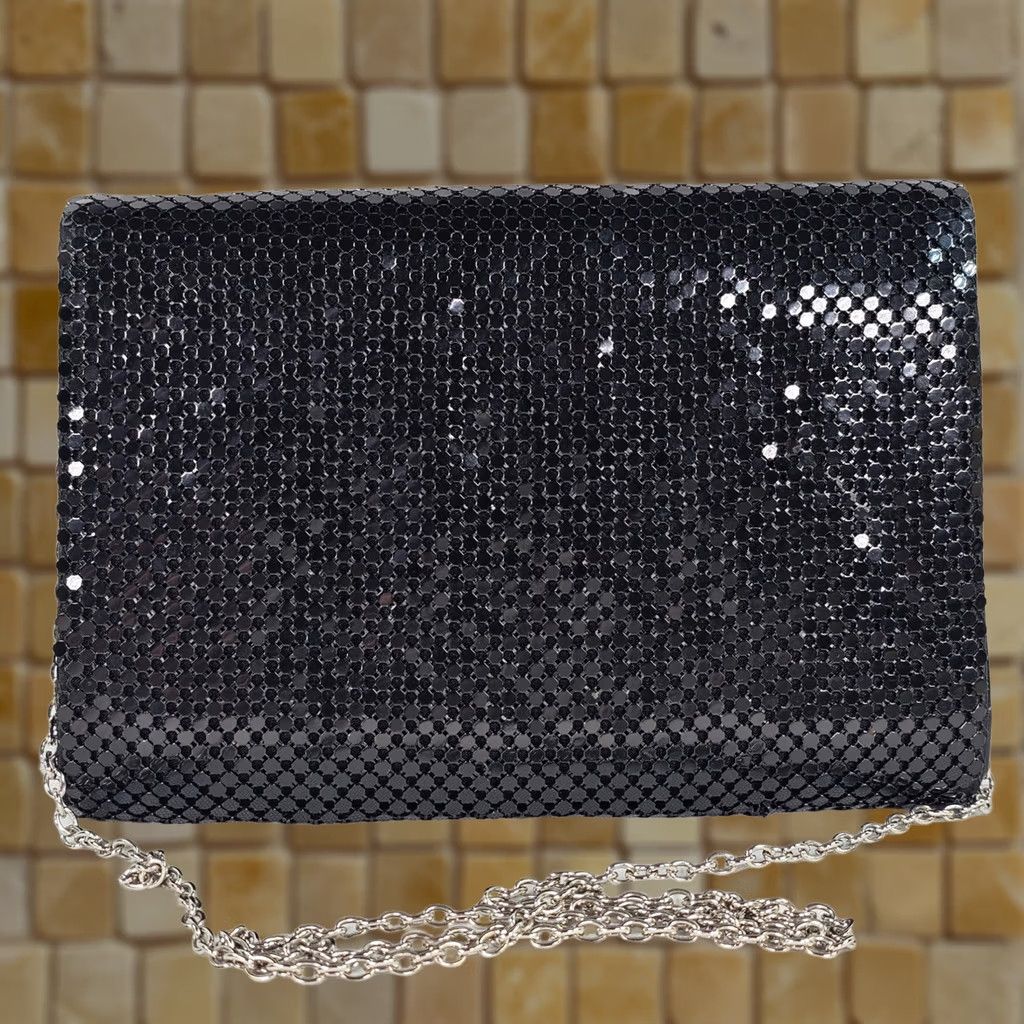 Aldo Aldo Black Mesh Evening Clutch Bag with Chain Strap Silver Accent - Small, Silver Hardware, 9in Wide, 6in High, Formal Party Wedding, Women, Clutch Size ONE SIZE - 1 Thumbnail