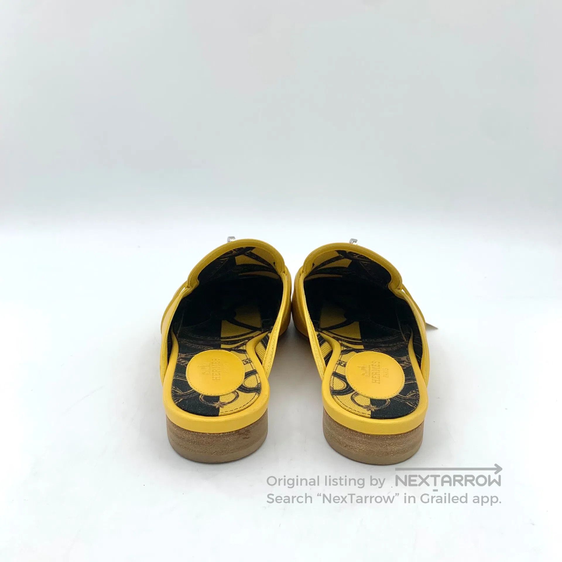 Hermes Hermes Yellow Round Toe Buckle Leather Mule Sandals| Size US 5.5 / IT 35.5 - 4 Thumbnail