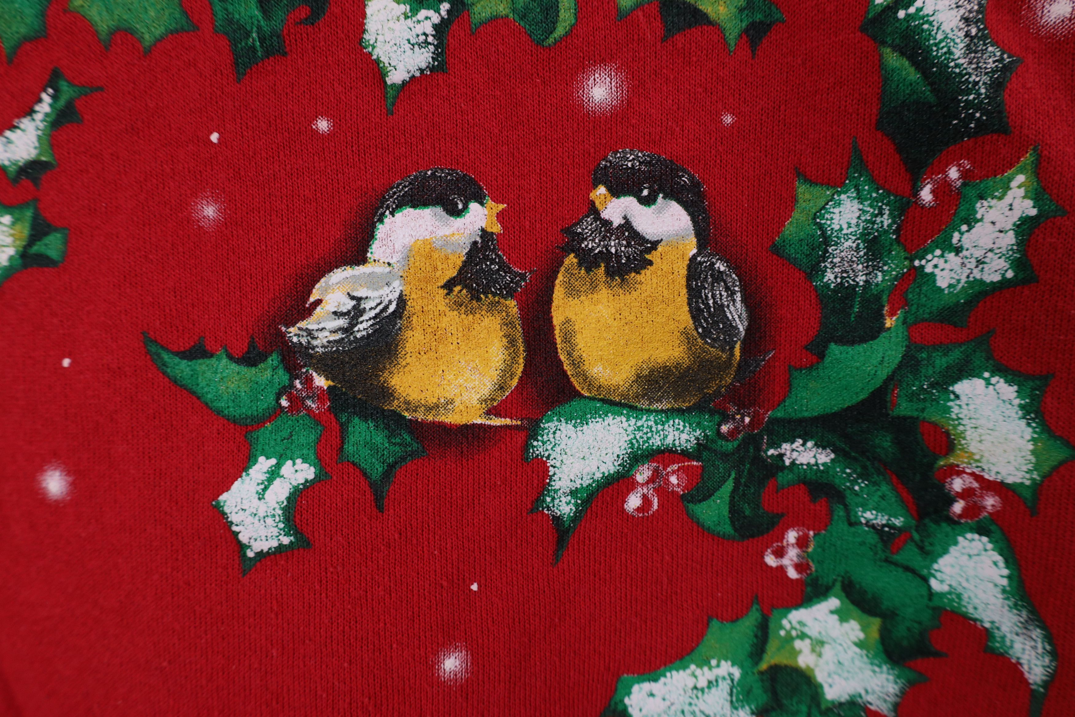 Vintage Vintage 90s Streetwear Christmas Mistletoe Birds Sweatshirt Size L / US 10 / IT 46 - 6 Thumbnail