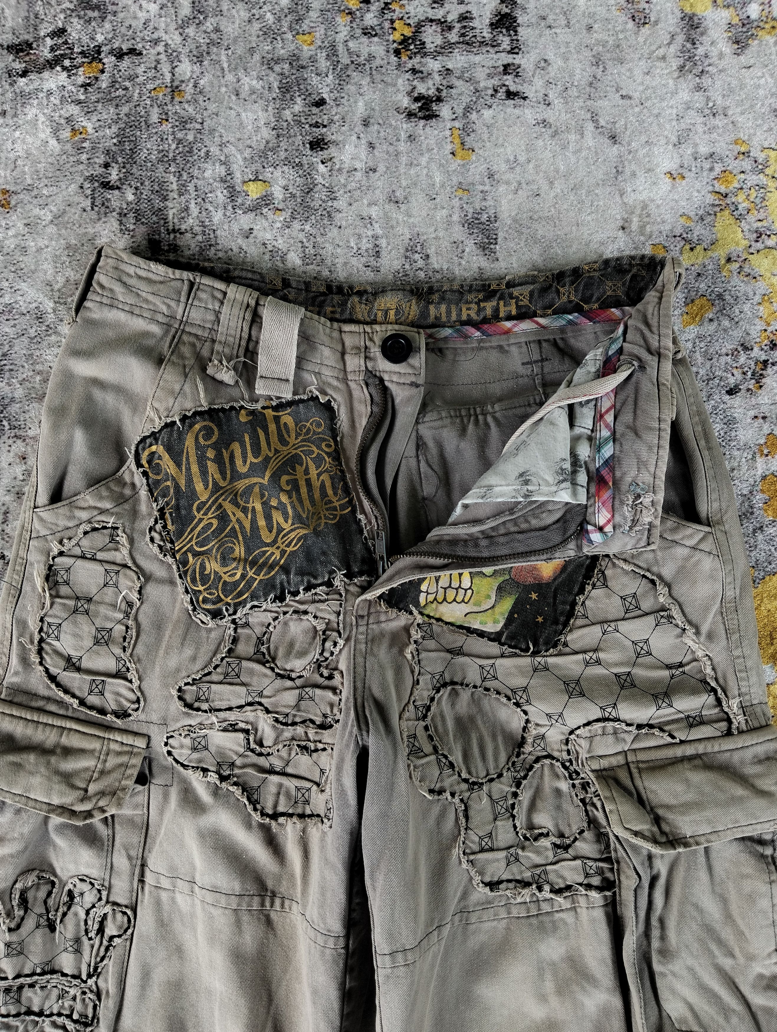 Hysteric Glamour Minute Mirth Skull Tattoo Embroidered Jorts Cargo Shorts Size US 29 - 9 Thumbnail