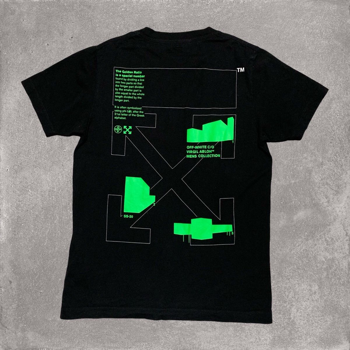 Off White Medium Golden Ratio Arrows Black Tee Virgil Abloh