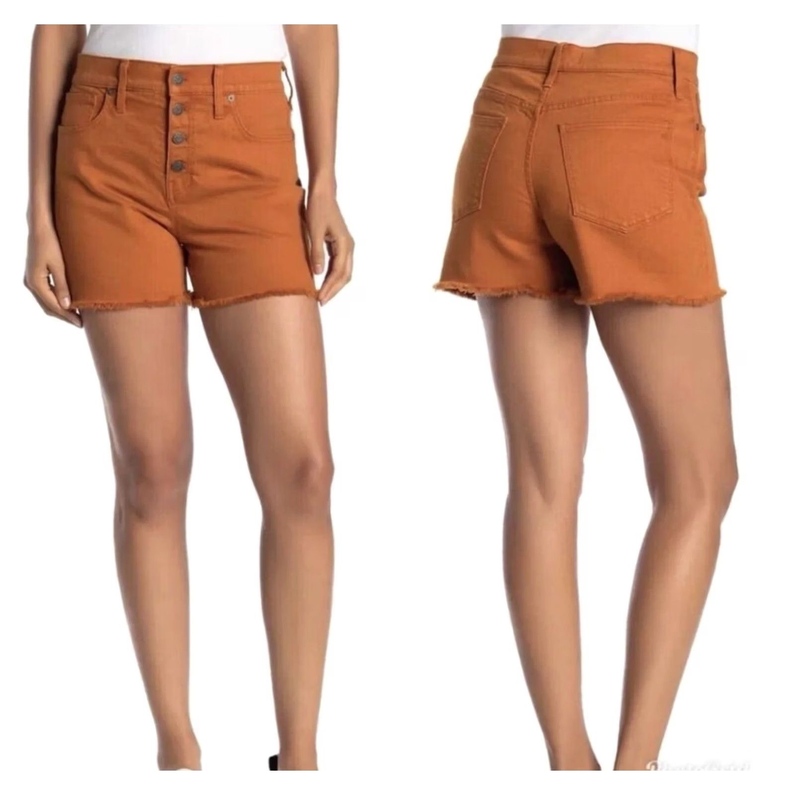 Madewell Madewell High-Rise Denim Shorts Womens Size 29 Burnt Orange Button Fly K9543 Size 29" - 2 Thumbnail