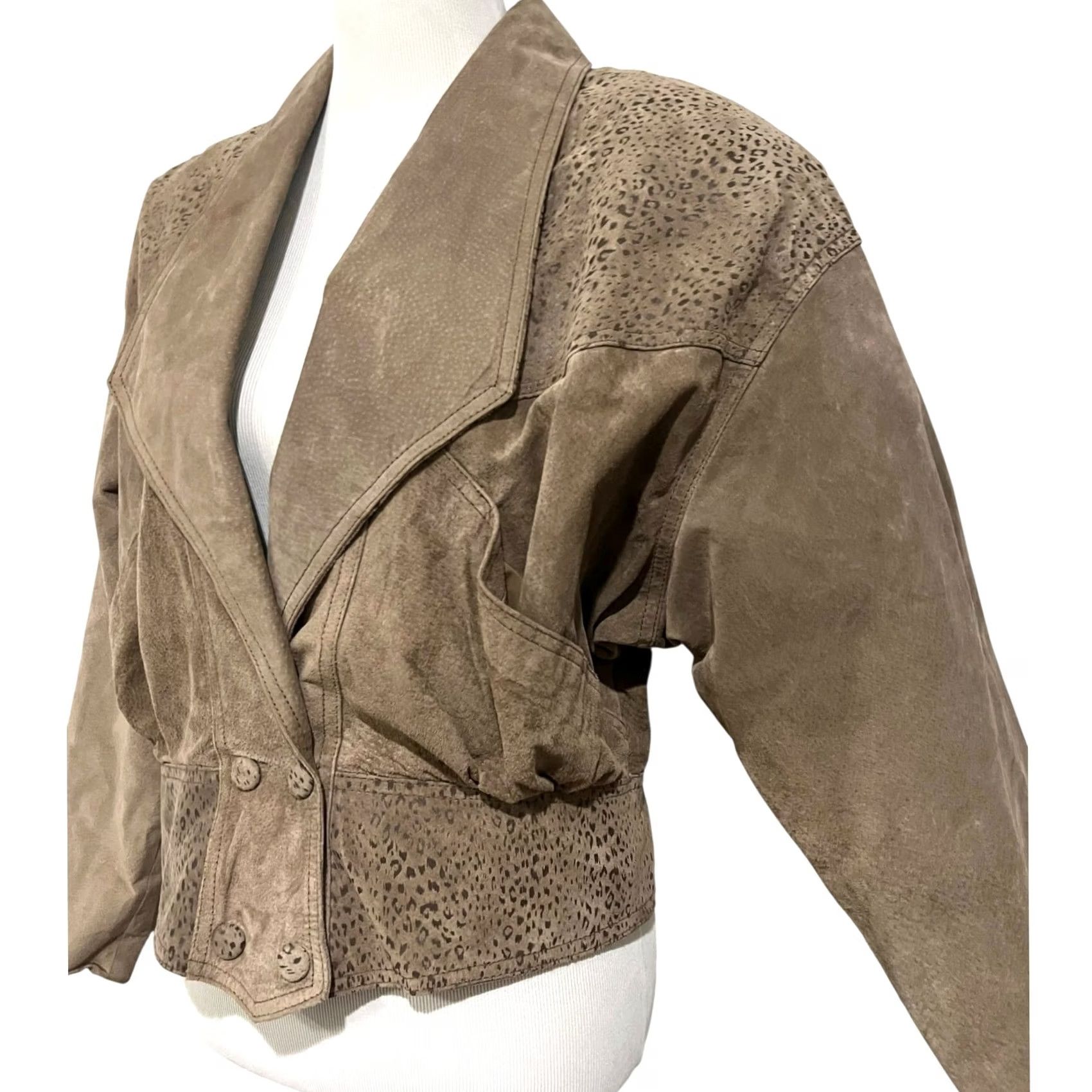 Vintage VINTAGE Chia Leather Suede Jacket Big Shoulder Corset Tan Women’s Sz L 80s 90s Recipe: Shirt Size L / US 10 / IT 46 - 5 Thumbnail