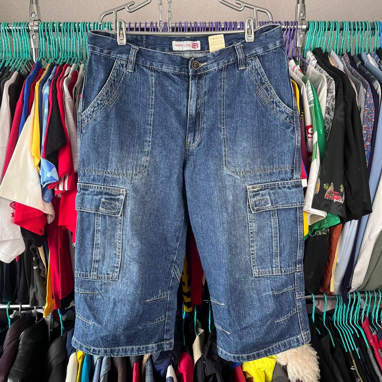 Vintage Vintage Blue Denim Rap Cargo Shorts Size M Size US 32 / EU 48 - 1 Thumbnail