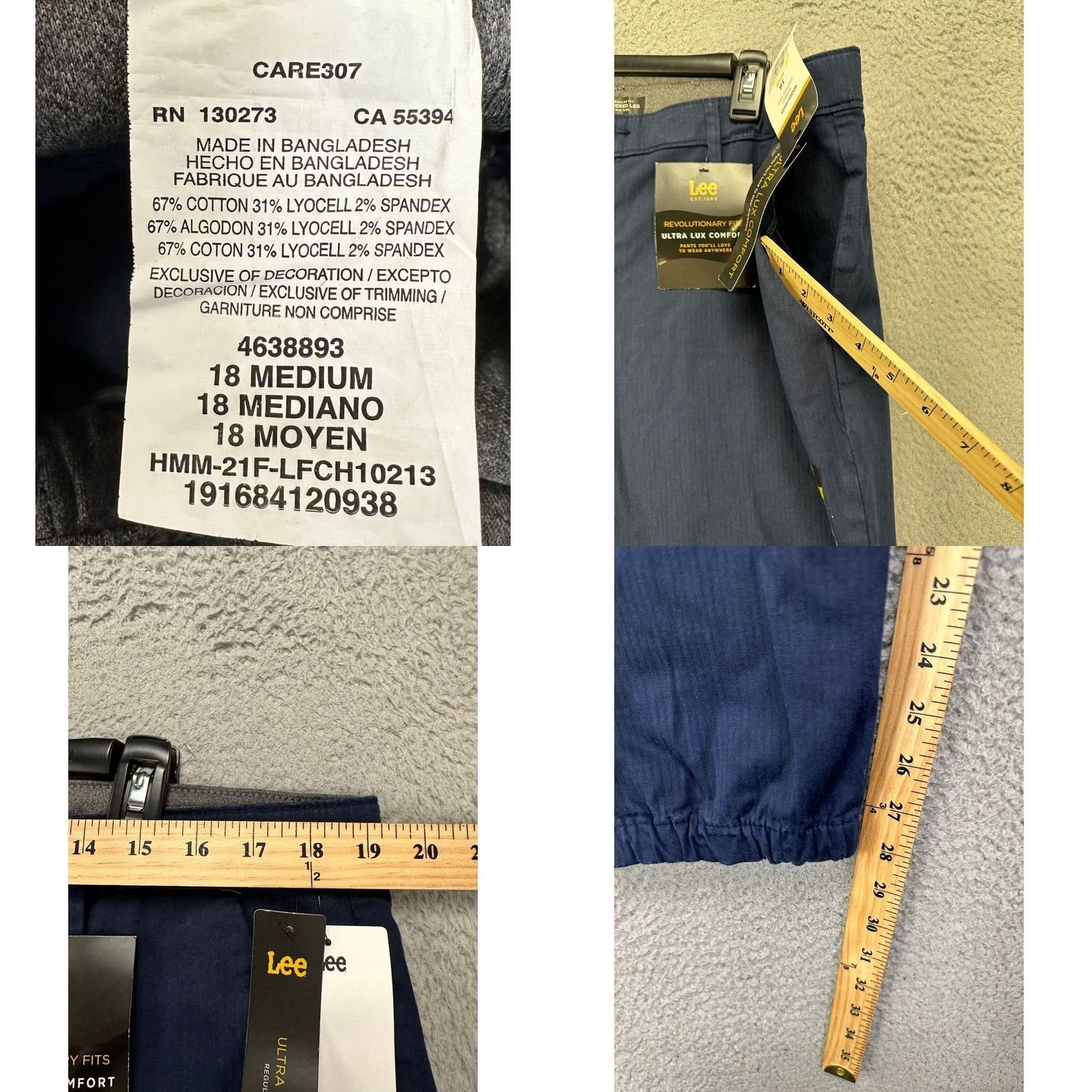 Lee Lee Ultra Lux Comfort Jogger Pants Women 18 Blue Taper Elastic Waist Pull On NEW Size 40" / US 18 - 8 Thumbnail