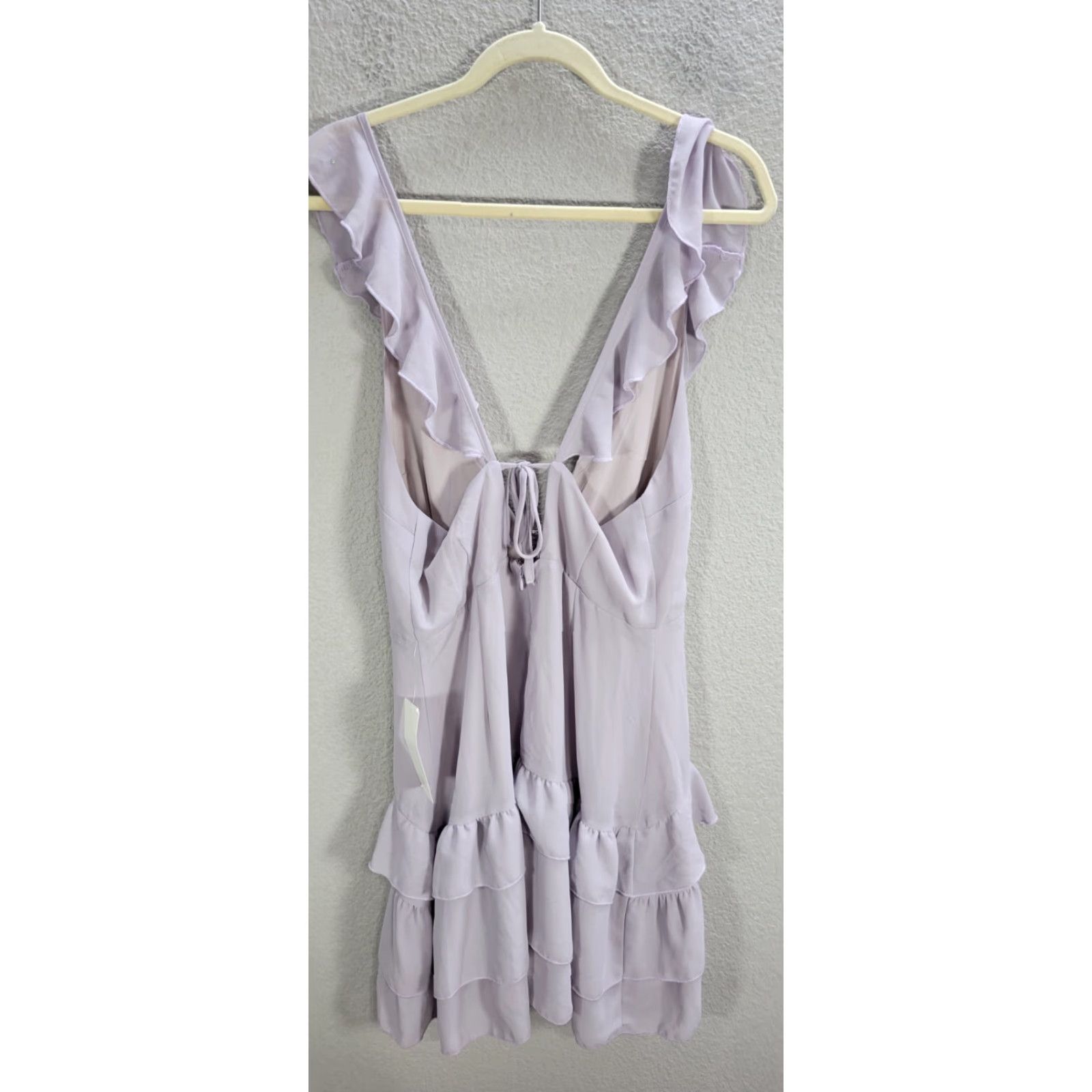 DANCER TOBI Lavender Ruffle Mini Dress Tiered Sleeveless Open Back Party Sz L NWT Size L / US 10 / IT 46 - 4 Thumbnail