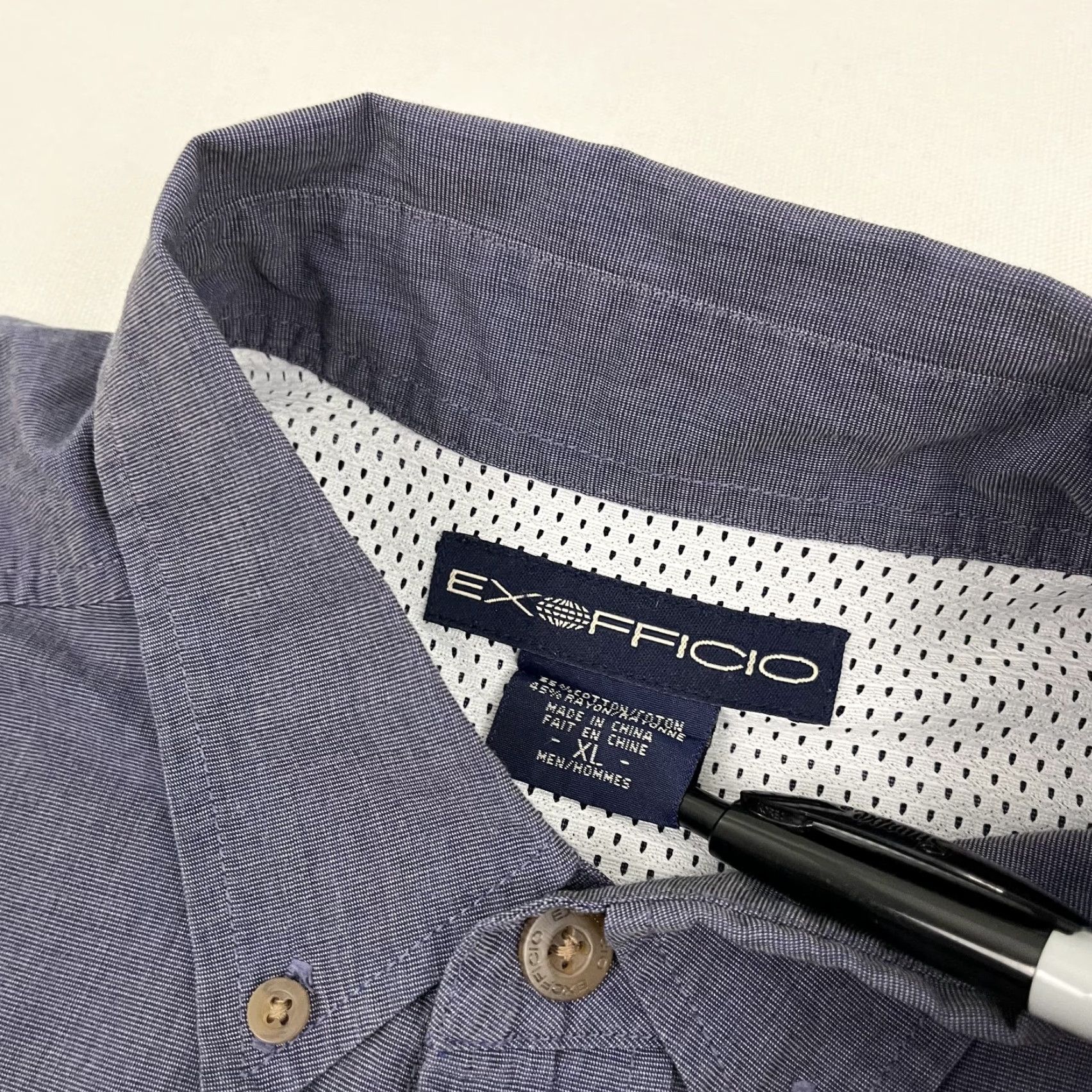 ExOfficio VINTAGE ExOfficio Shirt Mens XL Blue Roll Tab Vented Hiking Fishing Outdoors Button-Down Size US XL / EU 56 / 4 - 3 Thumbnail