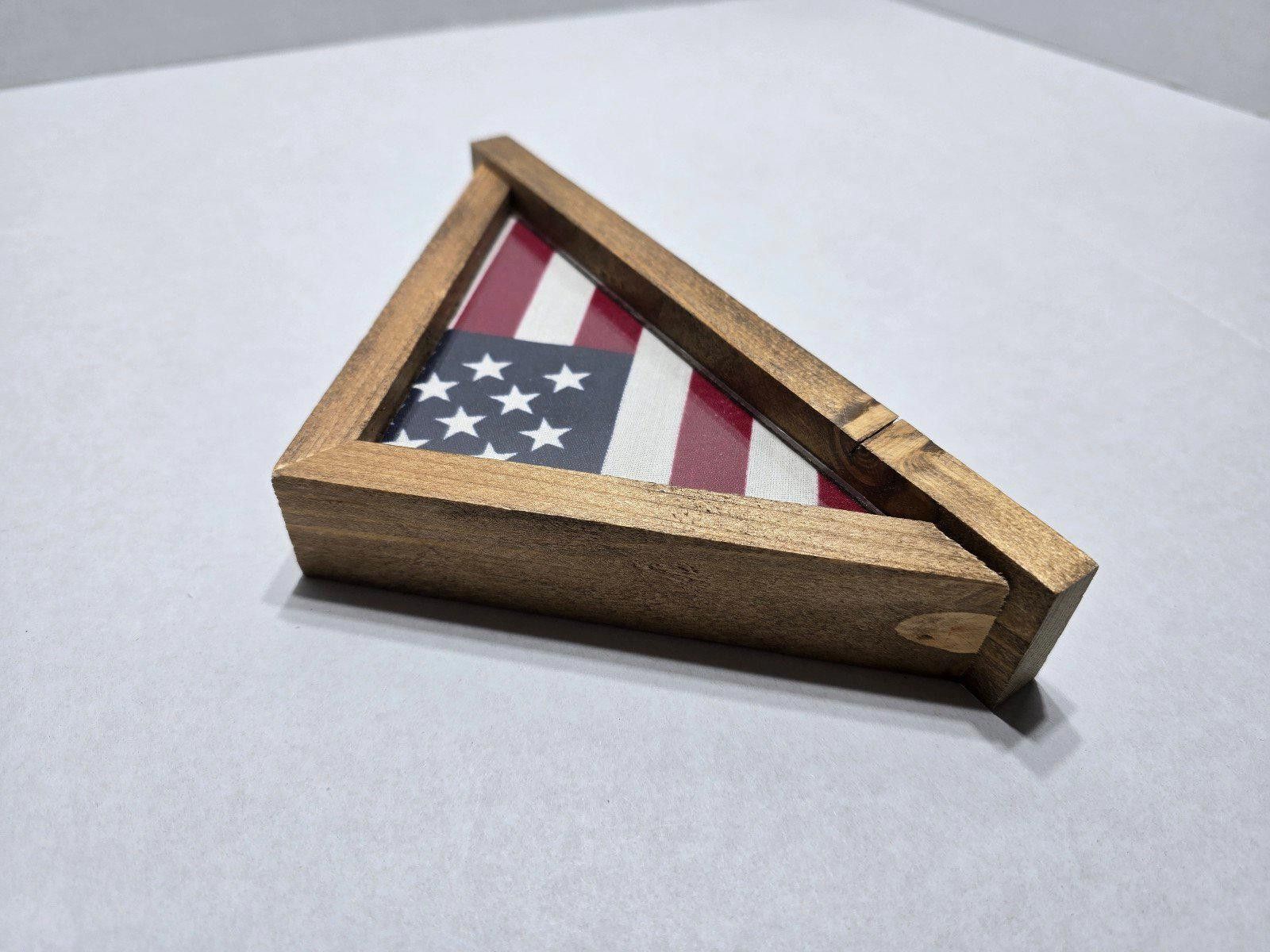 Homemade Handmade: Wooden Mini USA Flag Display Case: 6 x 6 x 8.5 Size ONE SIZE - 6 Thumbnail