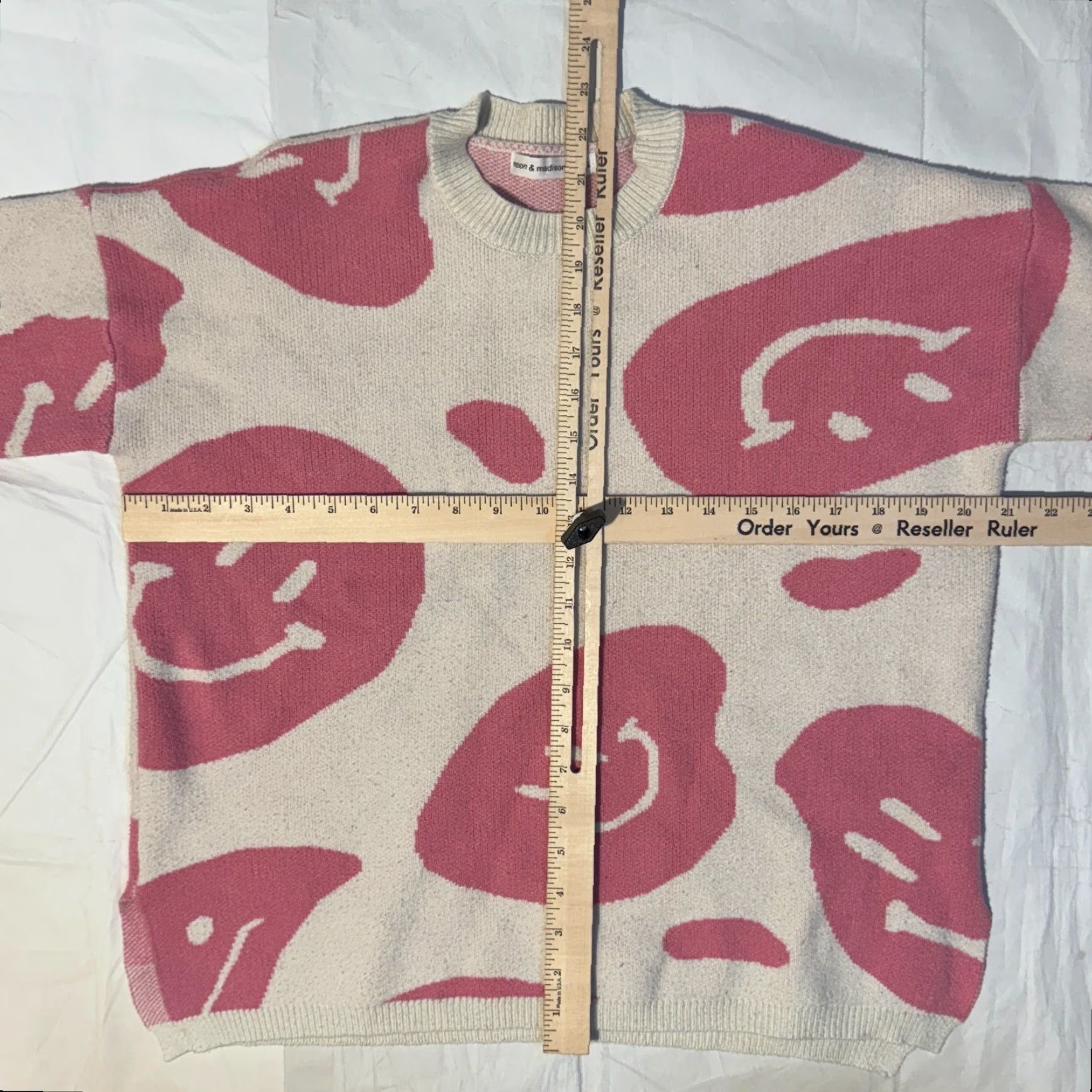 Madison Moon & Madison Pink Crew Neck Sweater XS Women Pullover 80s Graphic Print Smiley Face Trippy Altar’D State Size XS / US 0-2 / IT 36-38 - 3 Thumbnail