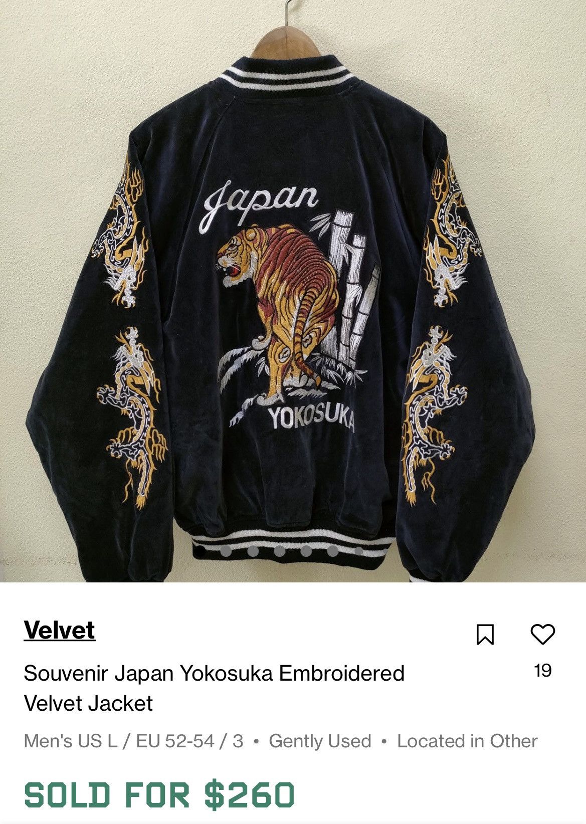 Velvet Vintage Souvenir Japan Yokosuka Embroidered Velvet Jacket Size US L / EU 52-54 / 3 - 16 Thumbnail