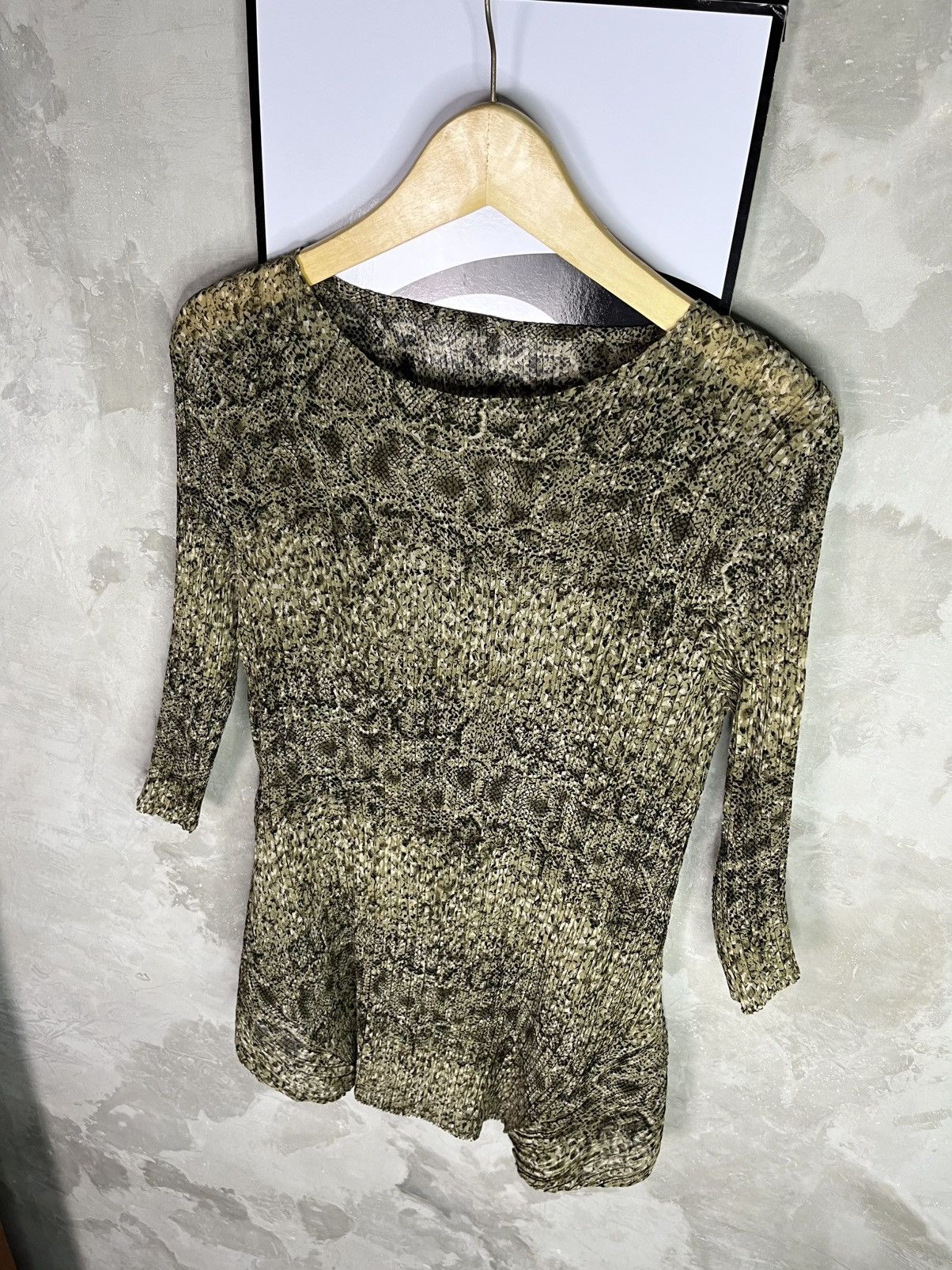 Pleats Please Issey Miyake Pleatsme Snakeskin Pleated Asymmetric Tunic Dress Size ONE SIZE - 2 Thumbnail