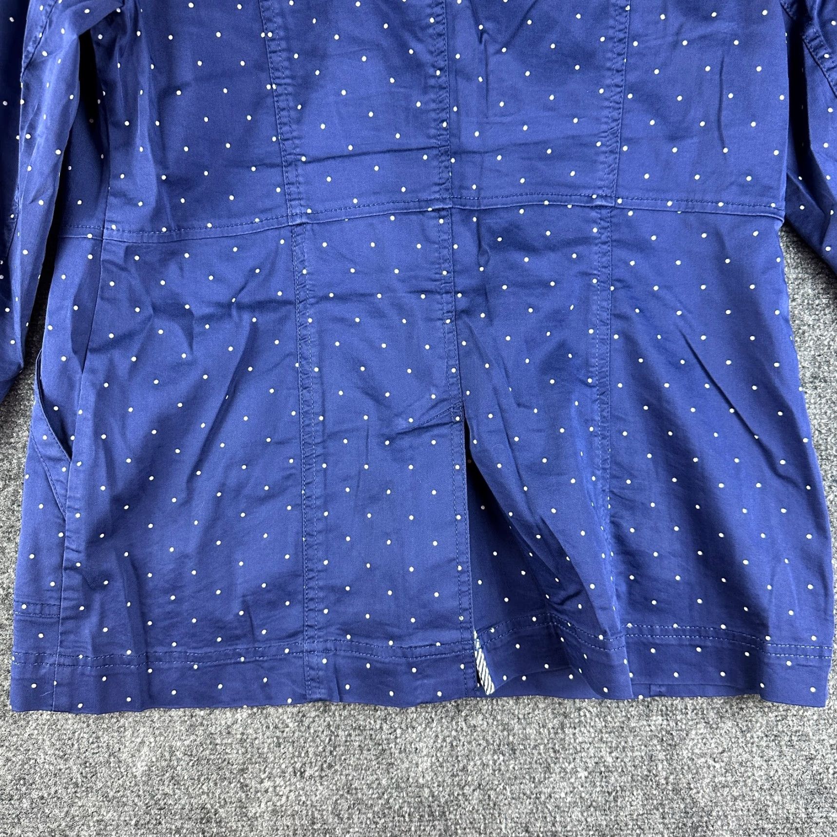 Vintage Chicos Jacket Womens 8 Snap Front Blue Polka Dot Stretch Pockets Shirt Womens Jacket Outfit Size M / US 6-8 / IT 42-44 - 8 Thumbnail