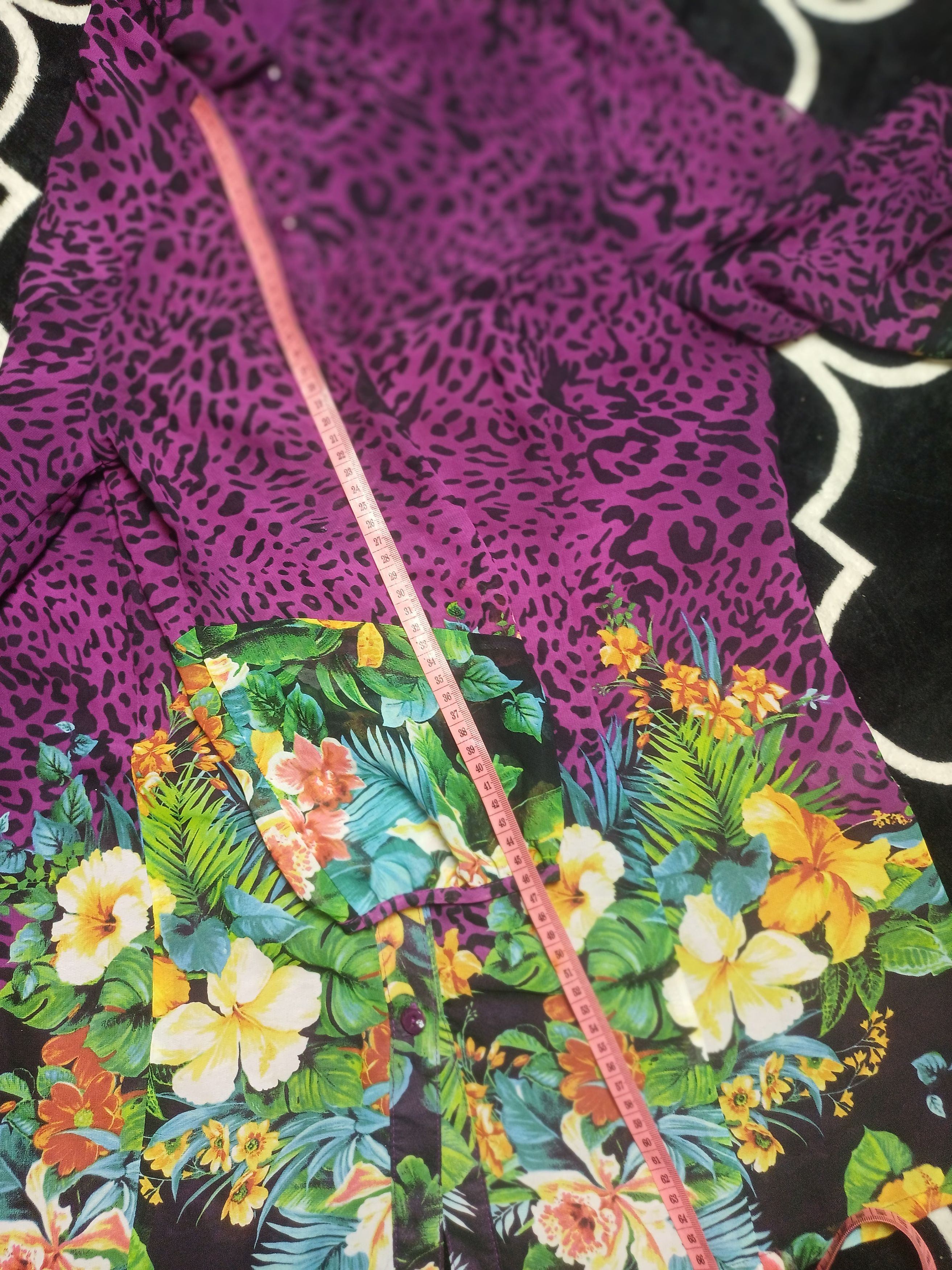 Japanese Brand Women's Chiffon Blouses Button Down Floral Leopard Print Size L / US 10 / IT 46 - 7 Thumbnail