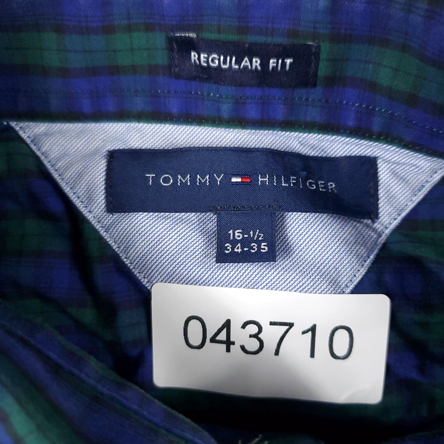 Tommy Hilfiger Tommy Hilfiger Shirt Mens 16.5 Blue Plaid Dress Button-Down Long Sleeve Shirt Size 42R - 6 Thumbnail