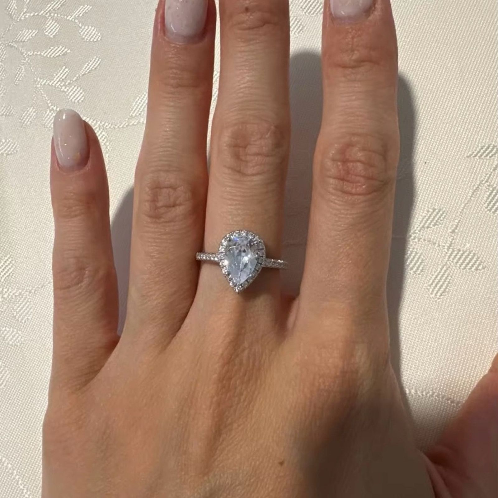 Other Water Drop Women Ring Micro Paved Crystal Zircon Ring 7, 8 Size ONE SIZE - 2 Thumbnail