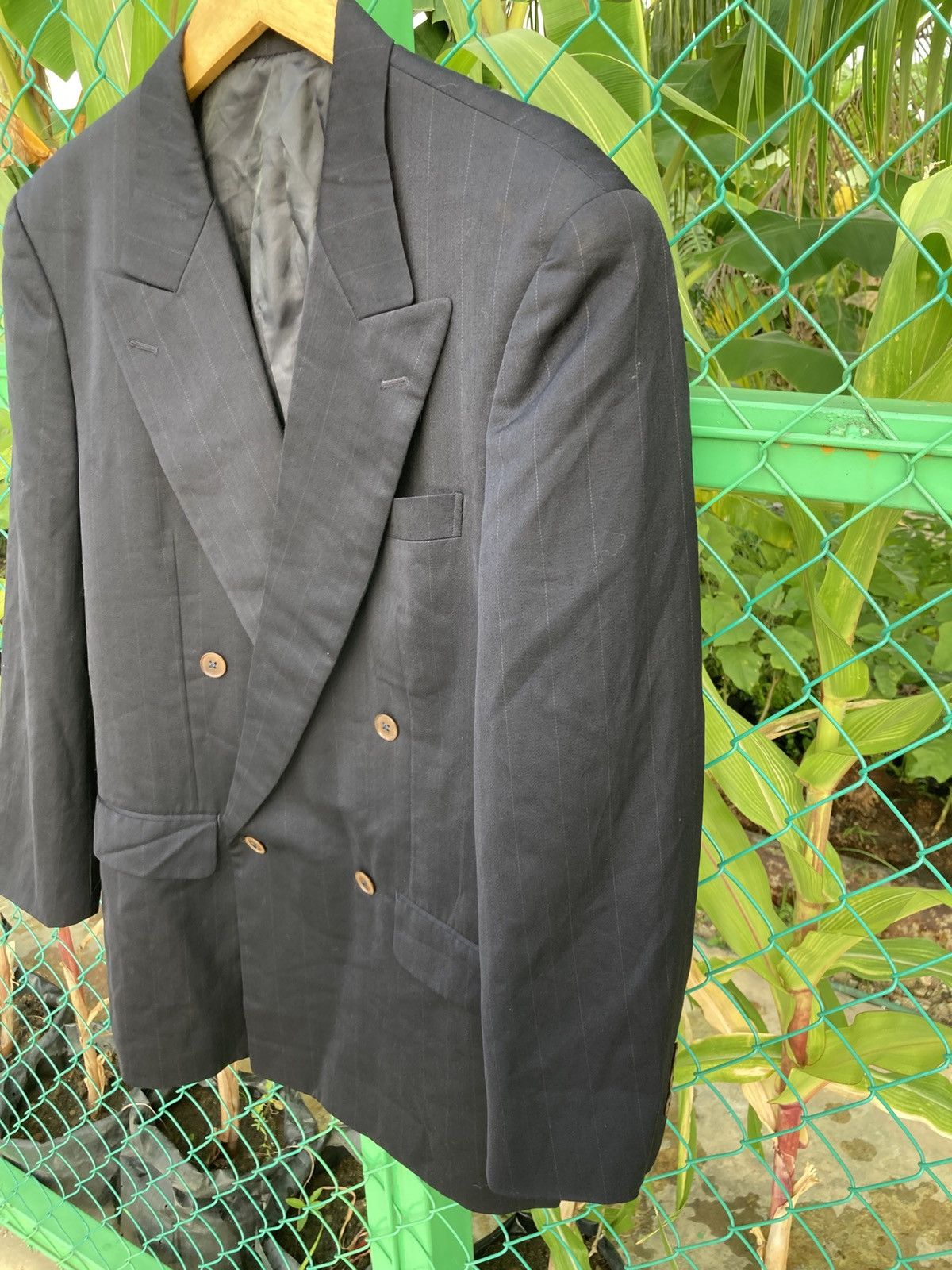 Takeo Kikuchi Takeo Kikuchi Black Double Breasted Pinstripe Blazer Size 44R - 5 Thumbnail
