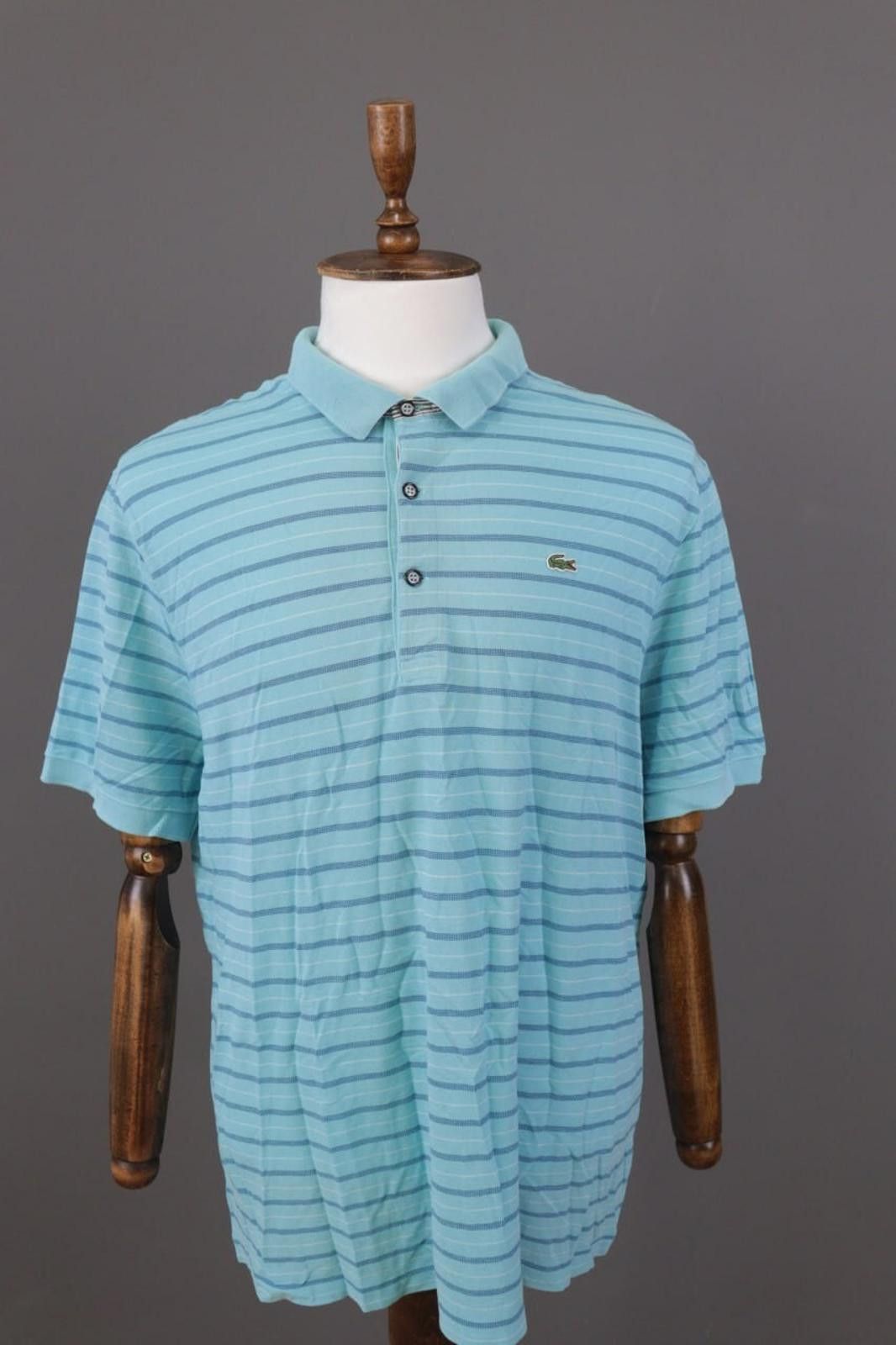 Lacoste Lacoste Blue Striped Short Sleeve Polo Shirt Size 8 / 3XL Size US XXL / EU 58 / 5 - 1 Thumbnail