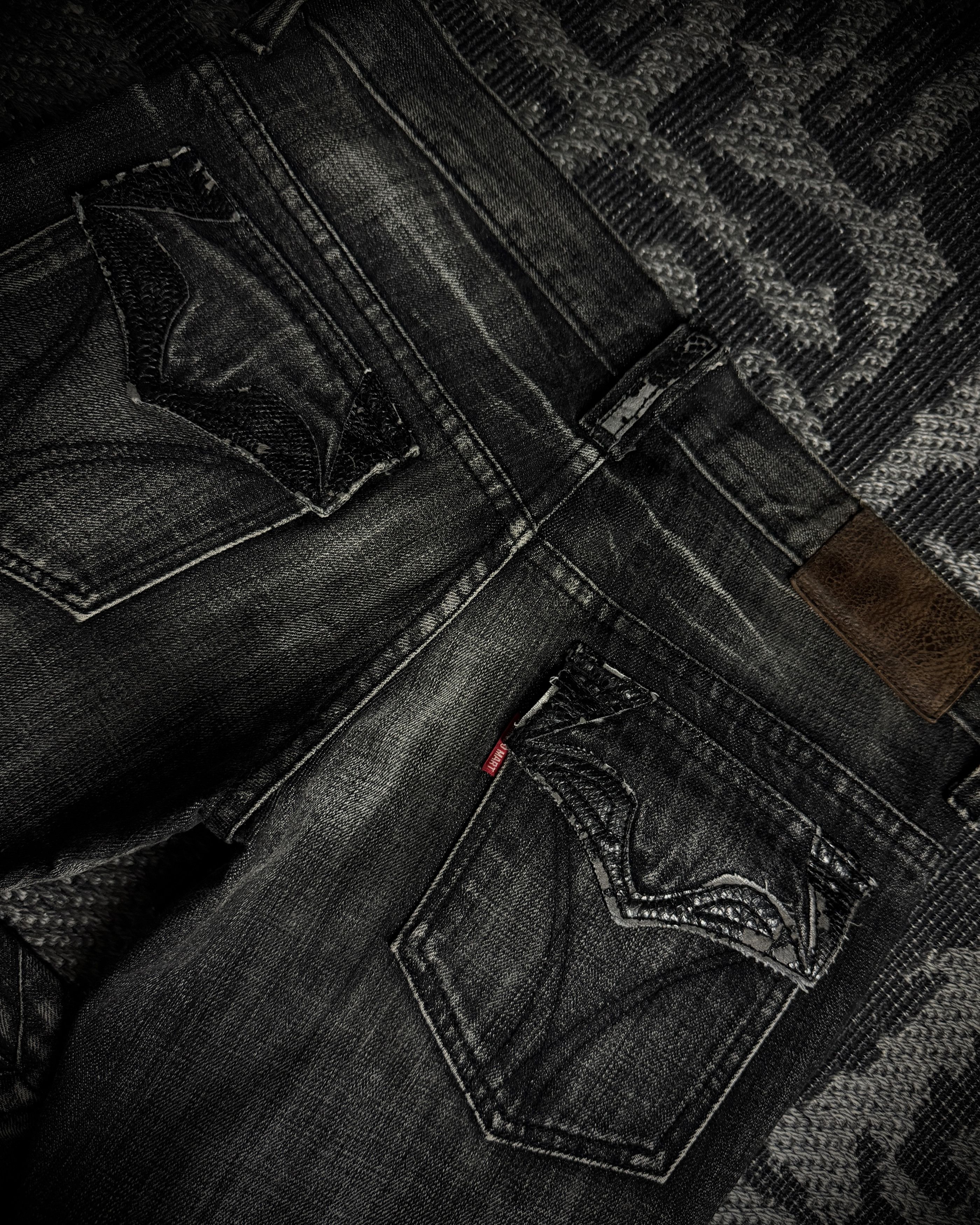 Tornado Mart Tornado Mart Curved Panel Lace Up Flared Denim Size US 33 - 12 Thumbnail