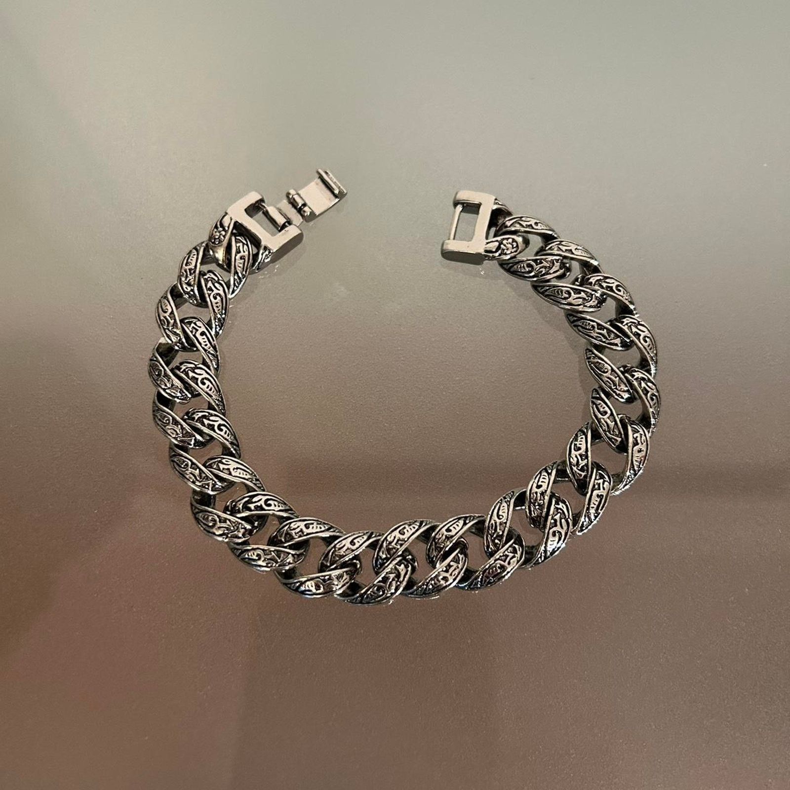 Japanese Brand × Vintage Ga3b - Y2K Engraved Cuban Bracelet Size ONE SIZE - 5 Thumbnail