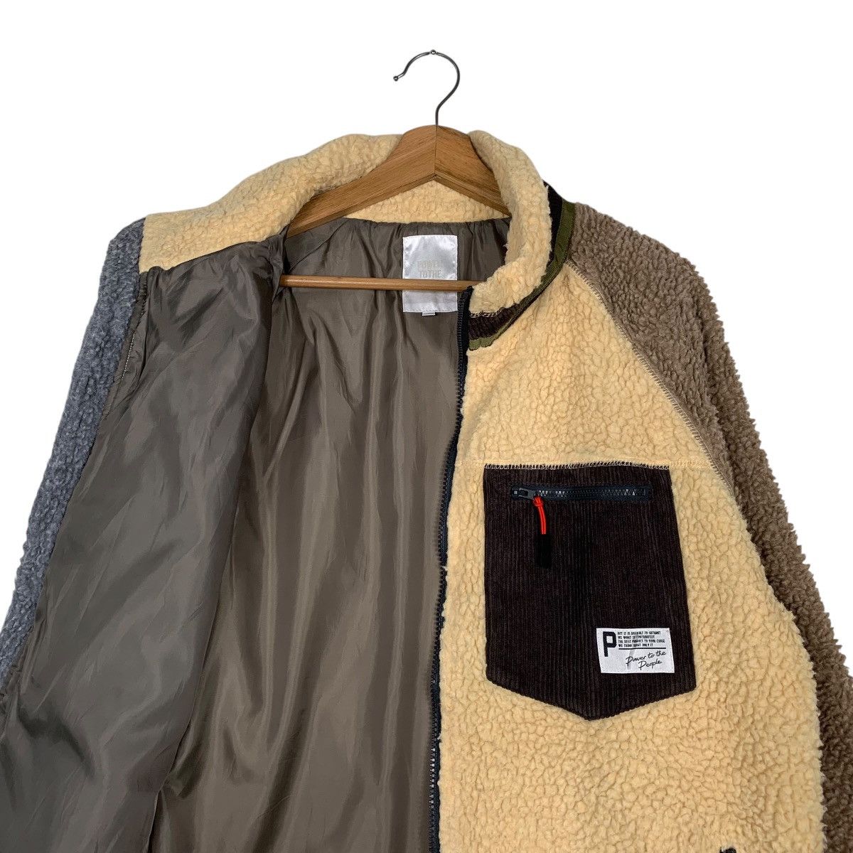 Japanese Brand Japanese Brand Power To The People Color Block Sherpa Jacket Size US L / EU 52-54 / 3 - 10 Thumbnail