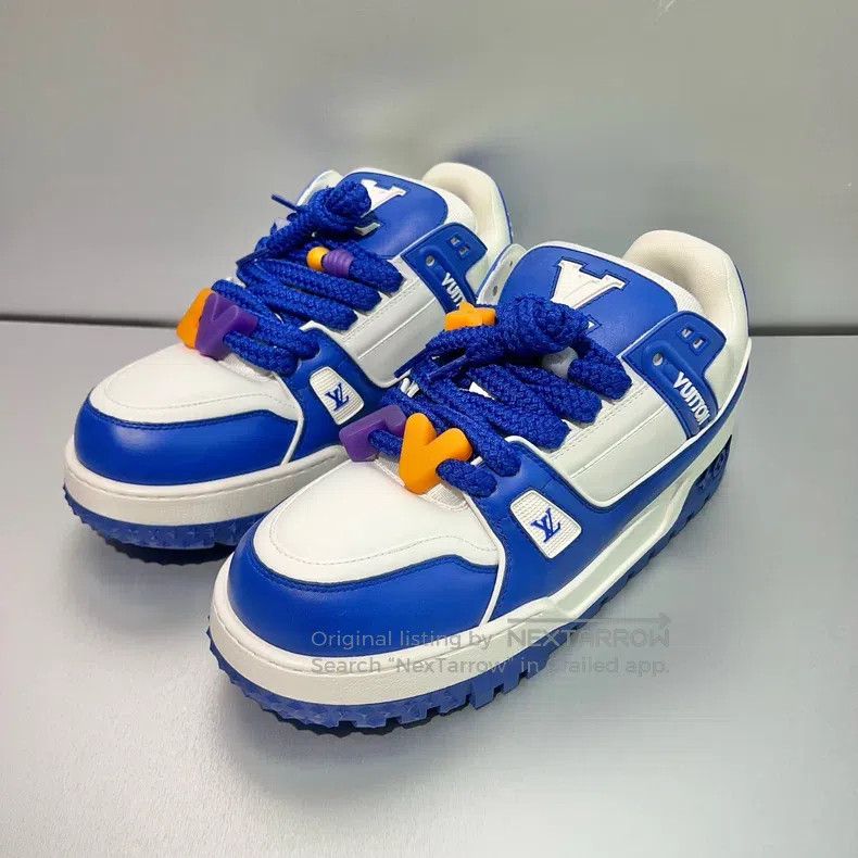 Louis Vuitton Louis Vuitton Trainer Maxi Fat Ding White Blue shoes Size US 10 / EU 43 - 1 Thumbnail