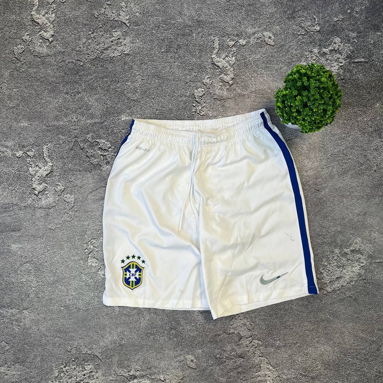 Nike Nike Brazil Football Shorts Mens Athletic Soccer White Size US 35 - 1 Thumbnail