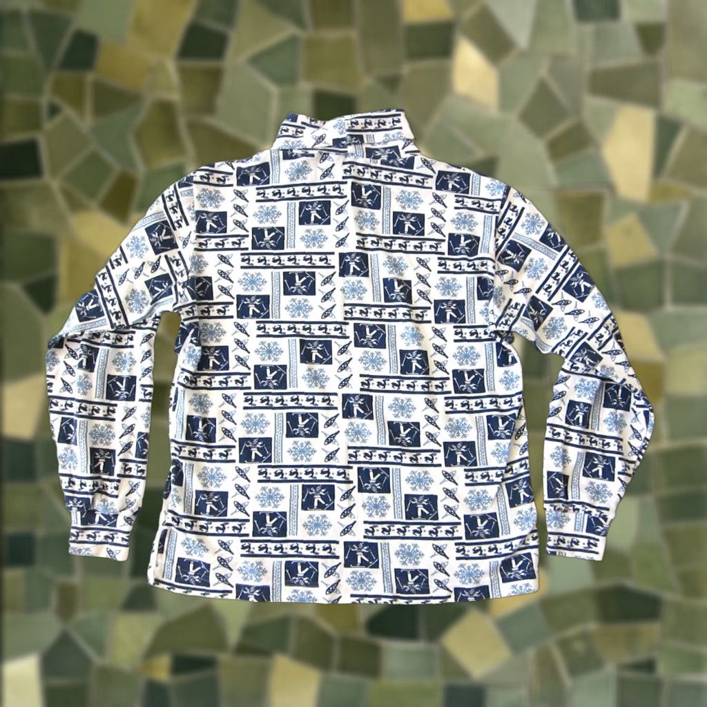 Vintage VINTAGE Jason Maxwell Blue White Ski Deer Snow Long Sleeve Turtle Neck Shirt S-M Women Size S / US 4 / IT 40 - 1 Thumbnail