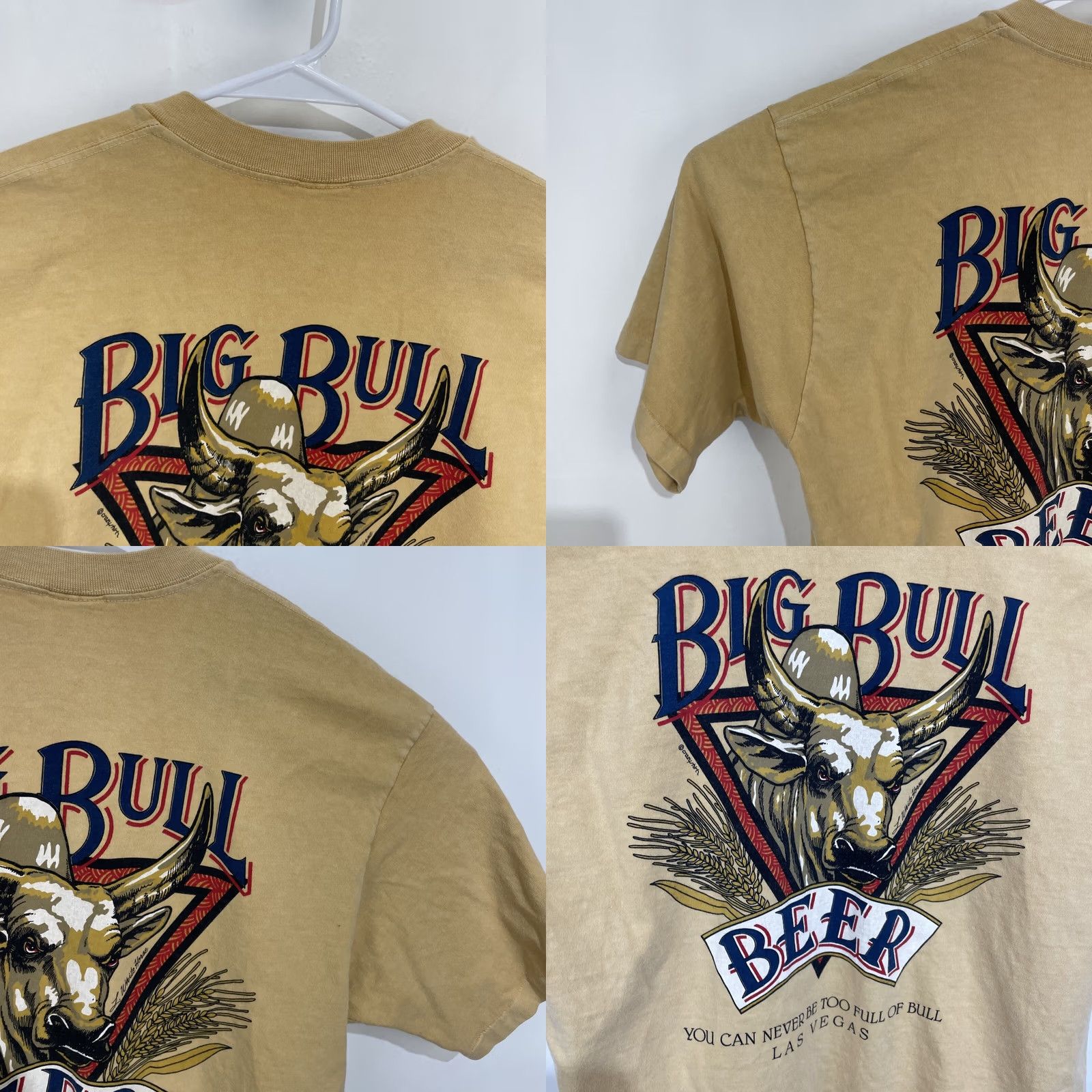 Vintage VINTAGE Crazy Shirts T Shirt Bull Logo 90s Beer Mens L Beige Short Sleeve Crew Neck Graphic Print USA Size US L / EU 52-54 / 3 - 9 Thumbnail