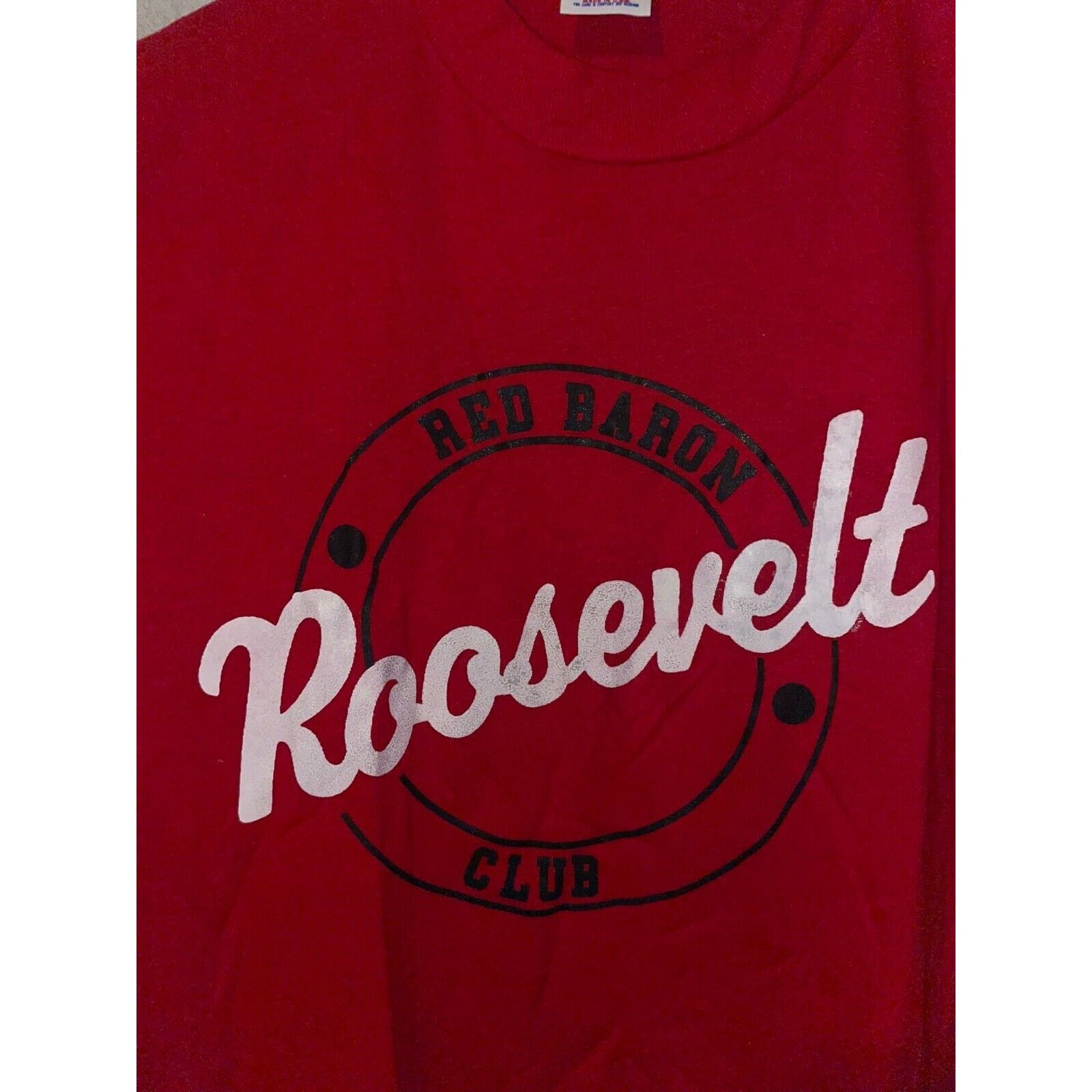 Jerzees Vintage Red Baron Shirt Club Roosevelt Red Tee 80s VTG 1980s Size US M / EU 48-50 / 2 - 6 Thumbnail