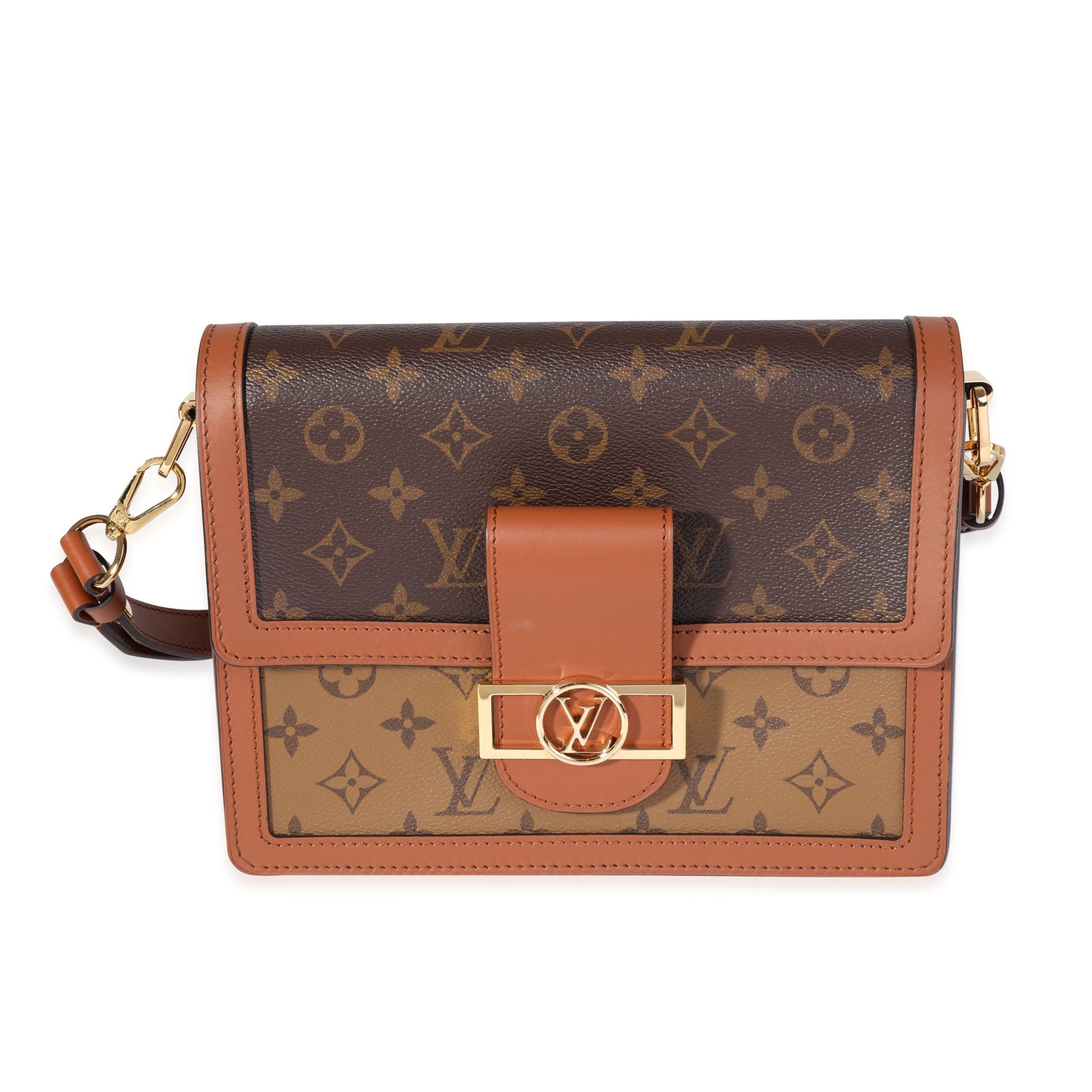 image of Louis Vuitton Monogram Reverse Canvas Dauphine Mm in Brown, Women's
