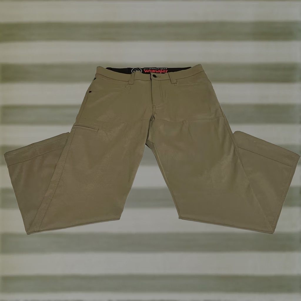 Wrangler Wrangler ATG Men's Synthetic Utility Pants Brown 33x29 Regular Nylon Spandex Pockets Zip Button Outdoor Hiking Casual Mens Size US 33 - 1 Thumbnail