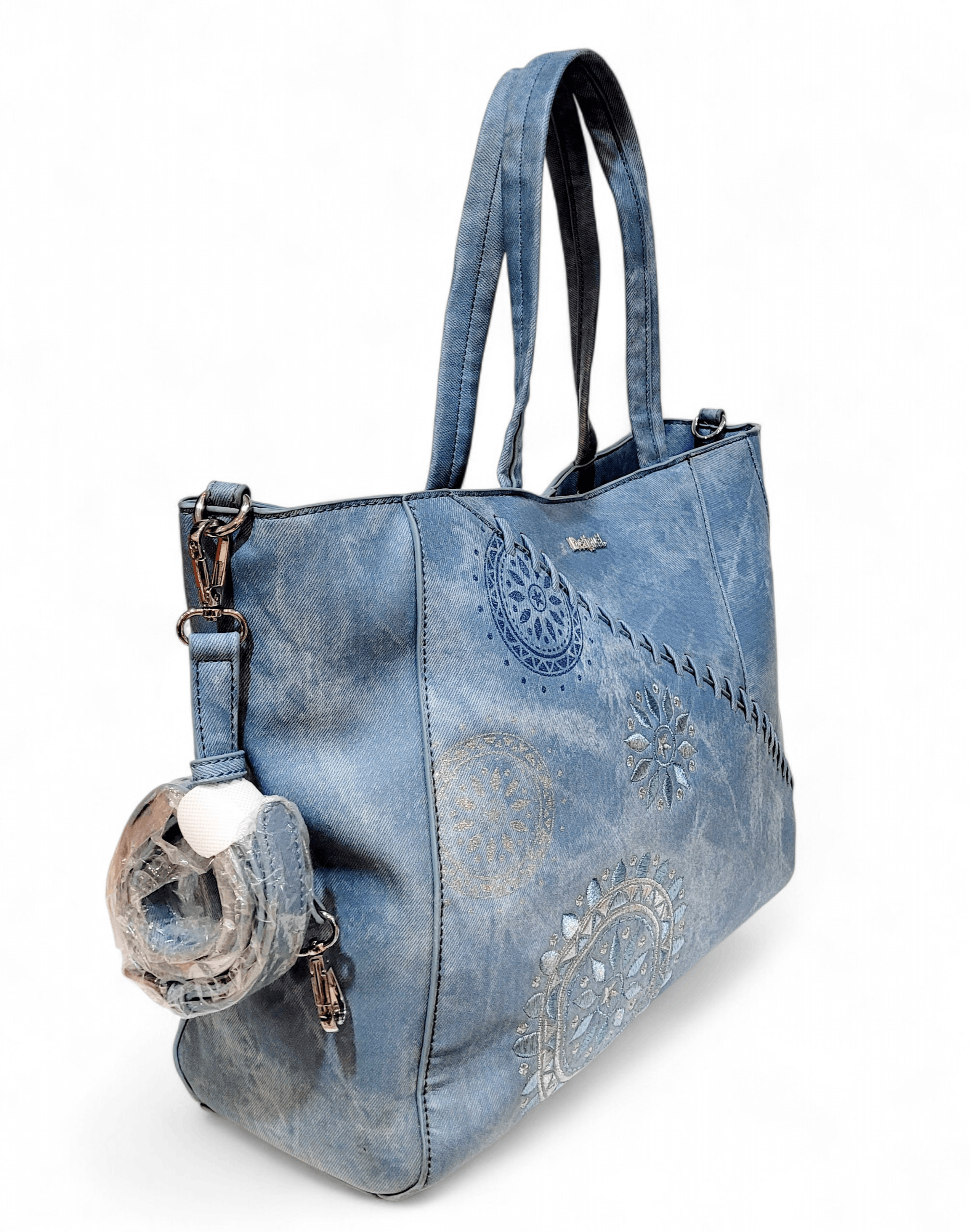 Desigual Desigual Mandala Denim Patch PVC Sling Crossbody Tote Size ONE SIZE - 5 Thumbnail