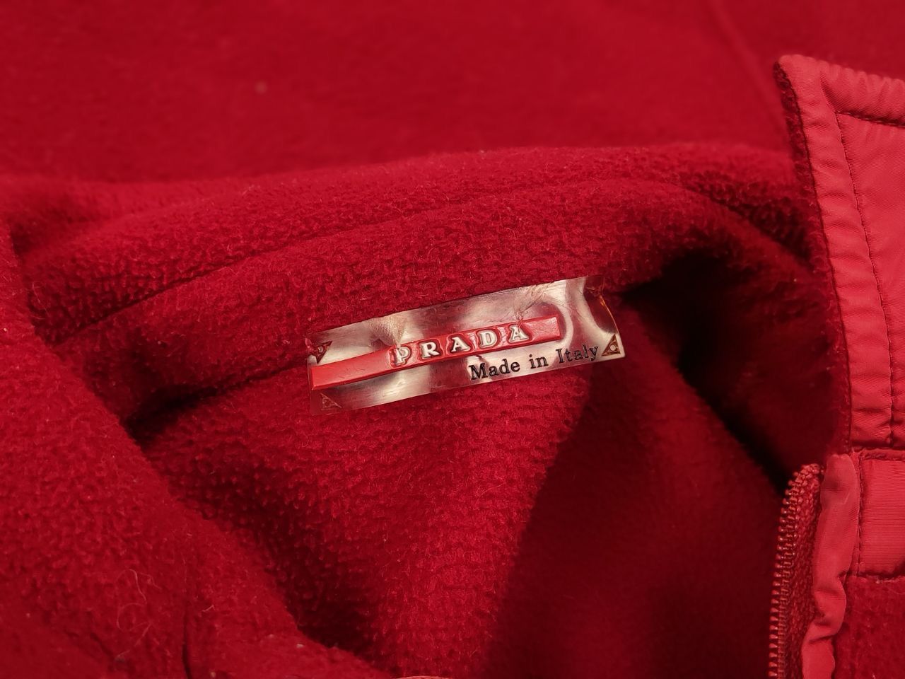 Vintage 00's Prada Archive Red Fleece Full Zip Pullover