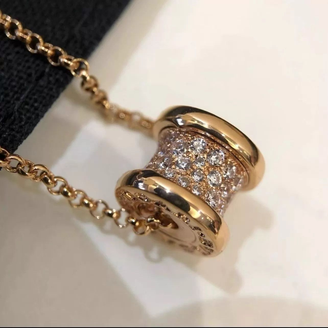 Bvlgari BVLGARI RoseGold FullDiamond SlimWaist Necklace M396 Size ONE SIZE - 8 Thumbnail