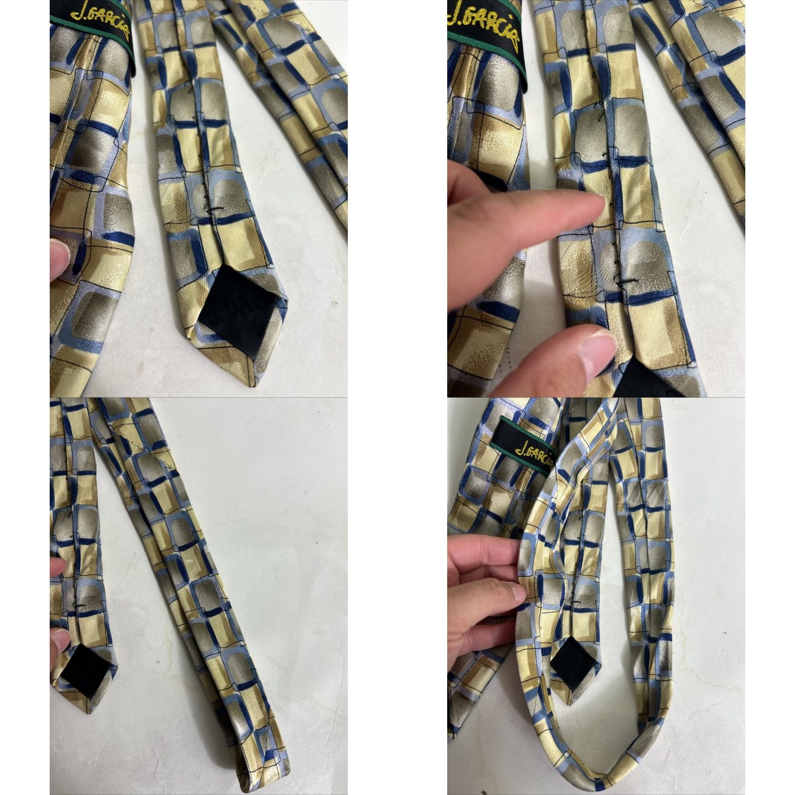 Vintage J. Garcia Thirty Seven Blue Yellow Necktie 58" x 3.5" Tie Mens Size ONE SIZE - 8 Thumbnail