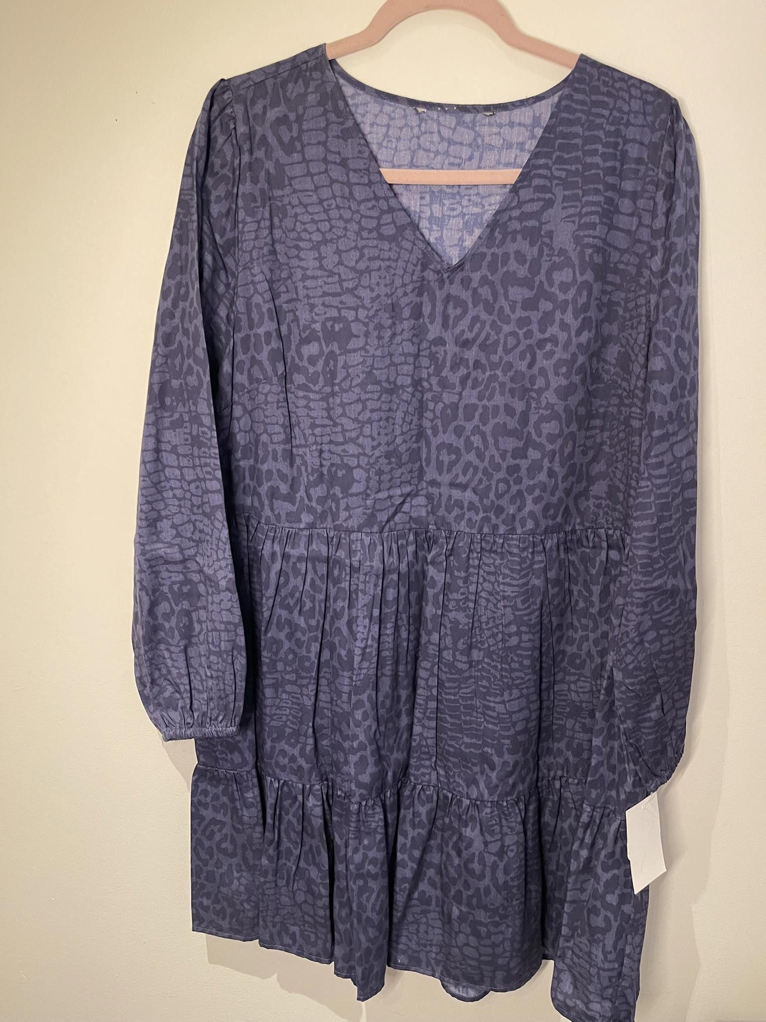 Designer Blue Leopard Print Denim Dress Size XXL / US 16-18 / IT 52-54 - 1 Thumbnail