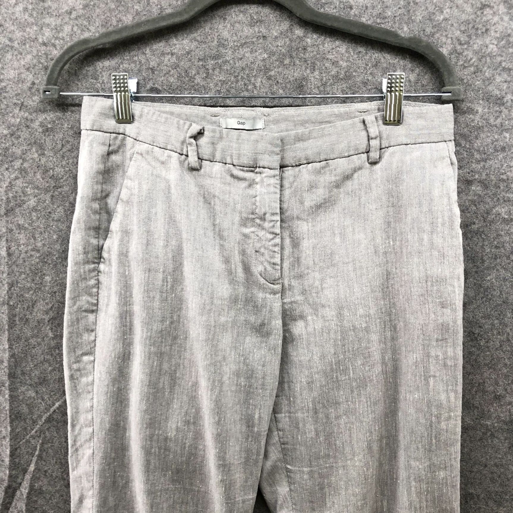 Gap Gap Linen Blend Pants Womens Size 4 Tailored Crop Gray Trouser Mid Rise Size 27" / US 4 / IT 40 - 3 Thumbnail
