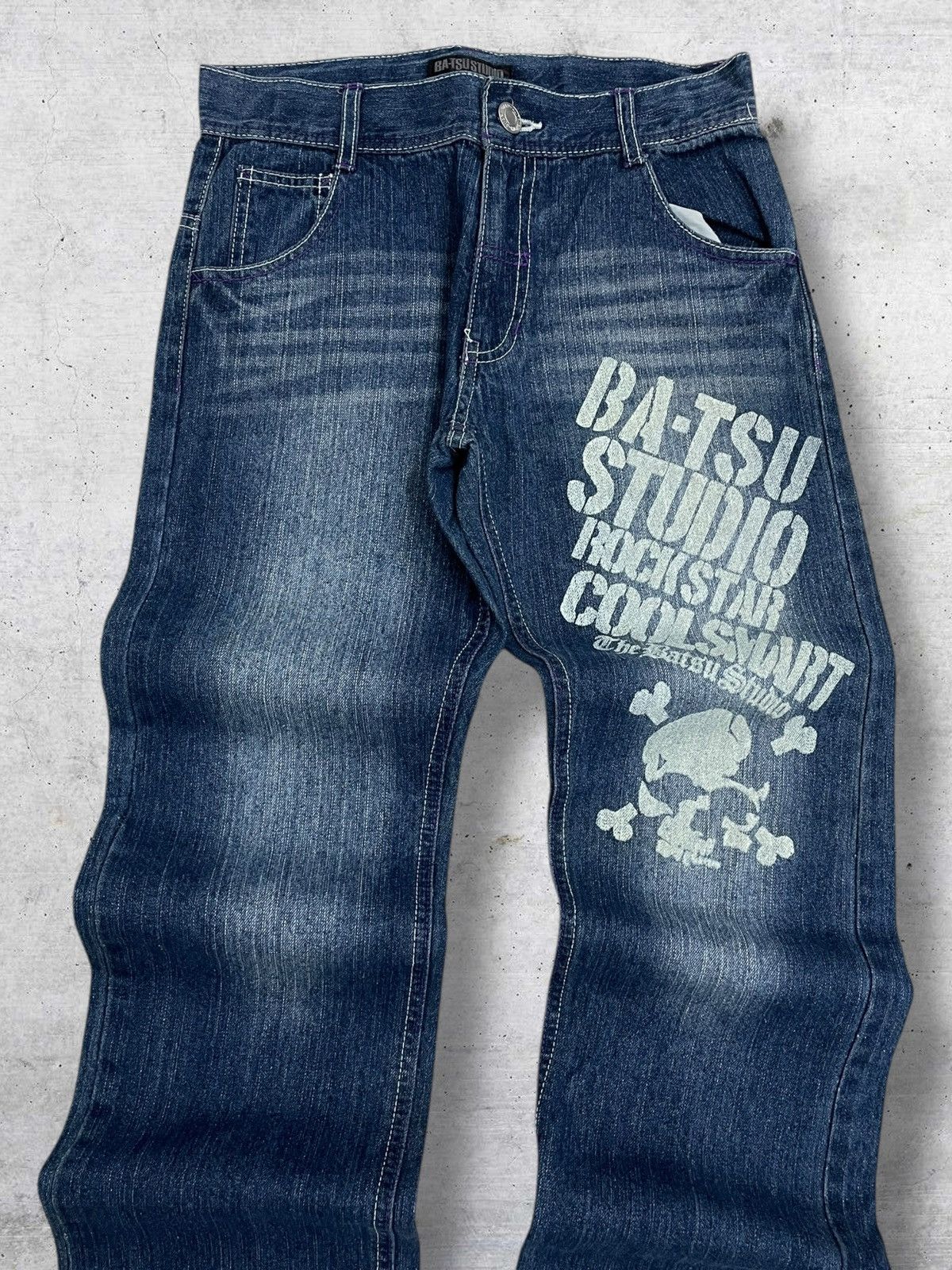 Hysteric Glamour VINTAGE BA-TSU JAPAN ICONIC STREETWEAR SKULL PRINTED DENIM Size US 27 - 6 Thumbnail