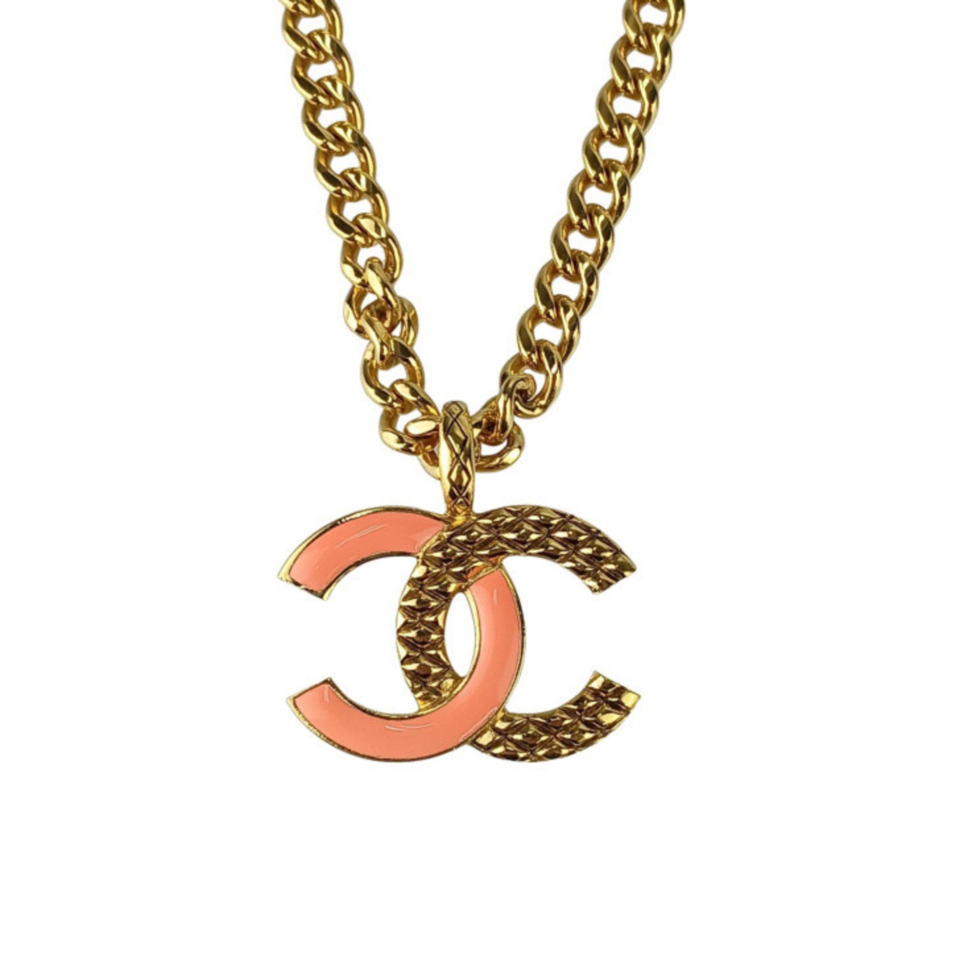 Chanel CHANEL Coco Mark Necklace - Gold and Pink Metal for Women Size ONE SIZE - 1 Thumbnail