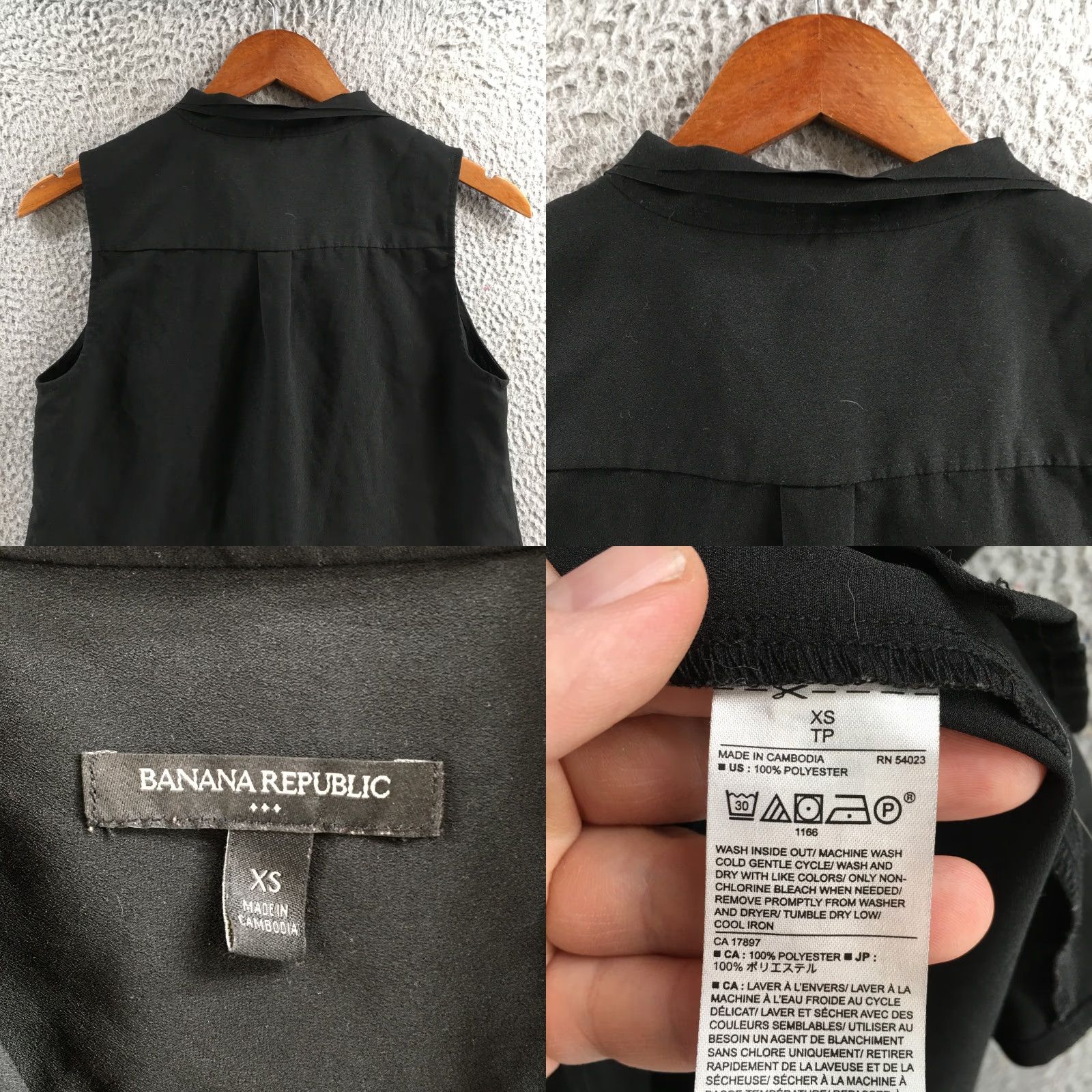 Banana Republic Banana Republic Blouse Womens XS Black Sleeveless Ruffle V Neck Lightweight Top Size XS / US 0-2 / IT 36-38 - 8 Thumbnail