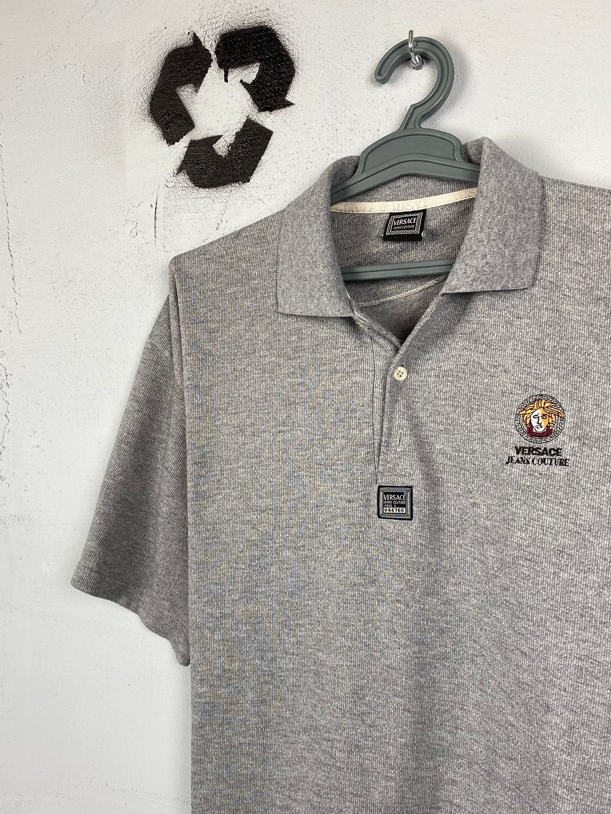 Pre-owned Versace X Versace Jeans Couture Vintage 90's Versace Jeans Couture Polo T-shirt Y2k Hype In Grey