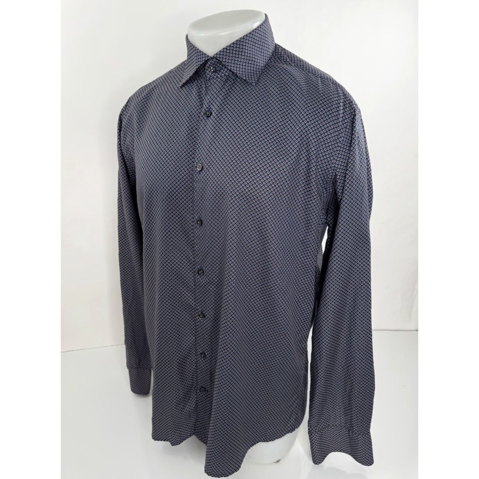 Vintage Stenstroms Geometric Shirt Mens L Blue / Red / Beige Button-Up Long Sleeve 16.5 42 EXCELLENT Size US L / EU 52-54 / 3 - 3 Thumbnail
