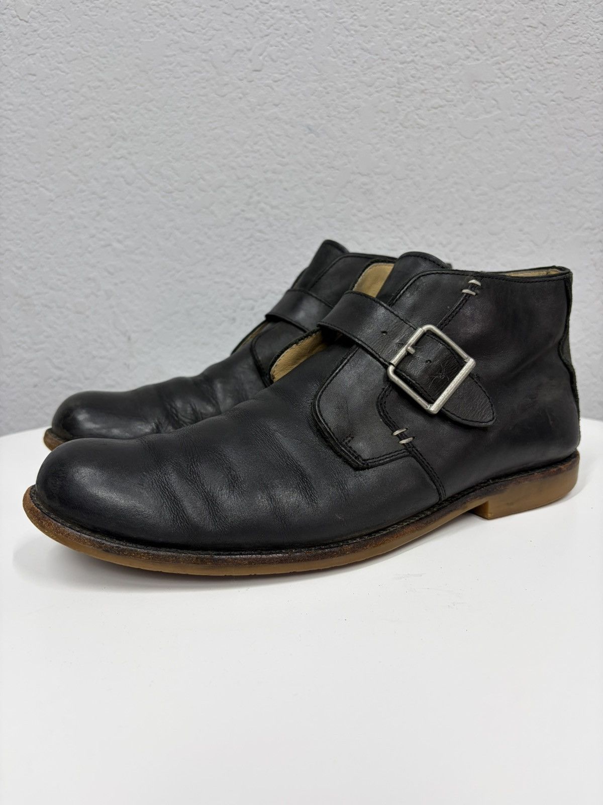 Hedi Slimane VTG Brown Leather Buckle Boots Carol Christian Poell Style Size US 12 / EU 45 - 5 Thumbnail