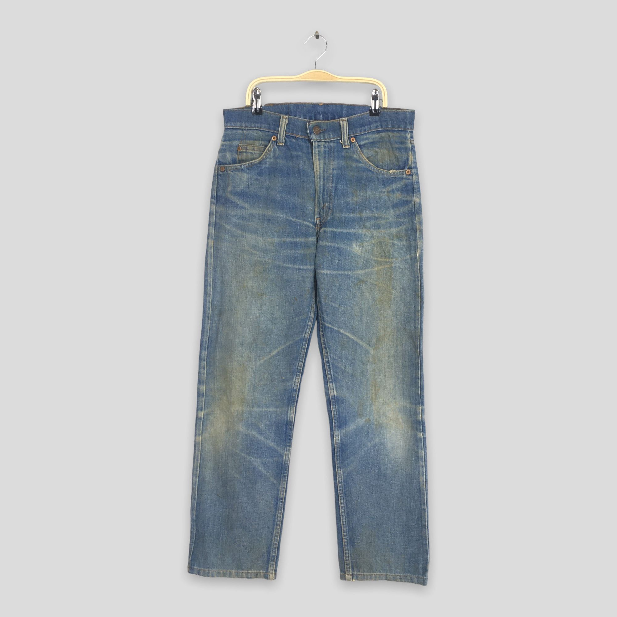 image of Distressed Denim x Levis Size 30X28.5 Vintage 1970S Levi's 505 Faded Dirty Jeans in Blue, Men's