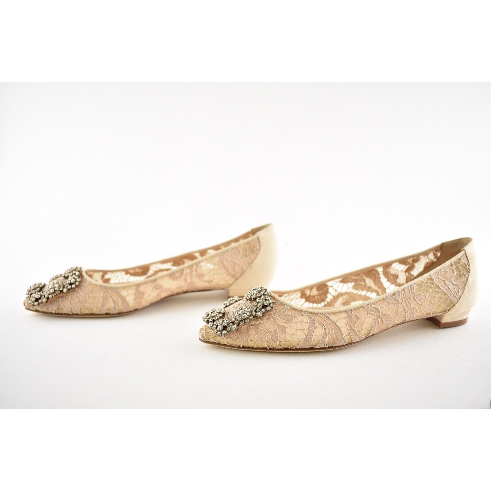 Manolo Blahnik Hangisi Flat Lace Crystal Jewel Buckle Ballerina Ballet 35 Size US 5 / IT 35 - 11 Thumbnail